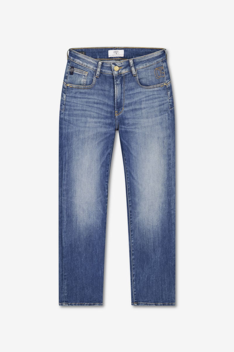 High-waisted straight leg push-up jeans, 7/8 length LE TEMPS DES CERISES Blue