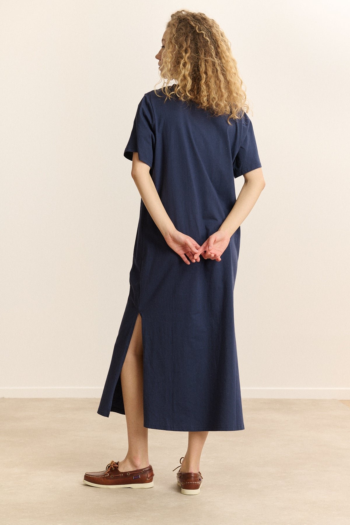 Short-sleeve midi jersey dress GARANCE PARIS Blue