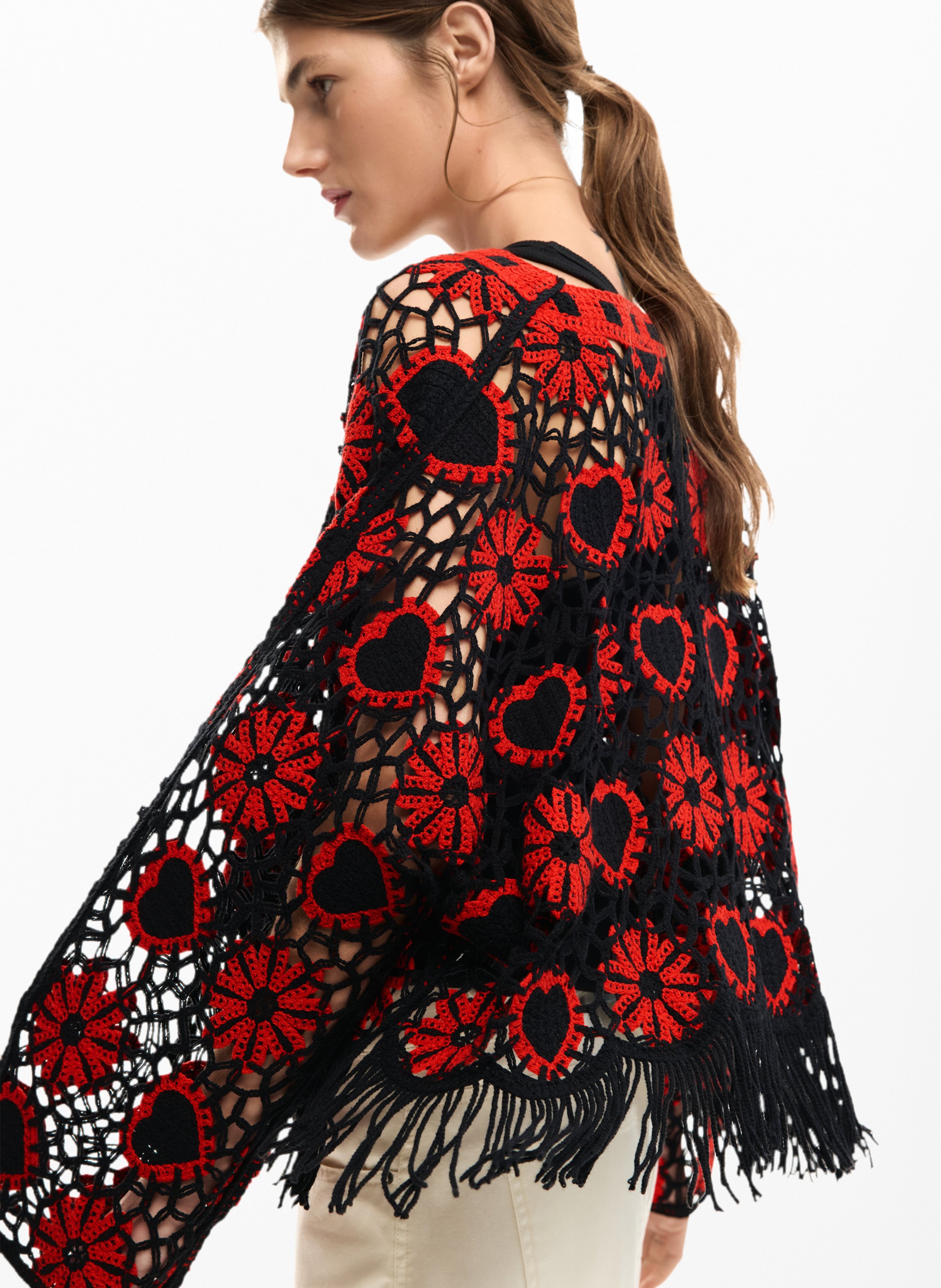 Top col rond à imprimé floral DESIGUAL Noir