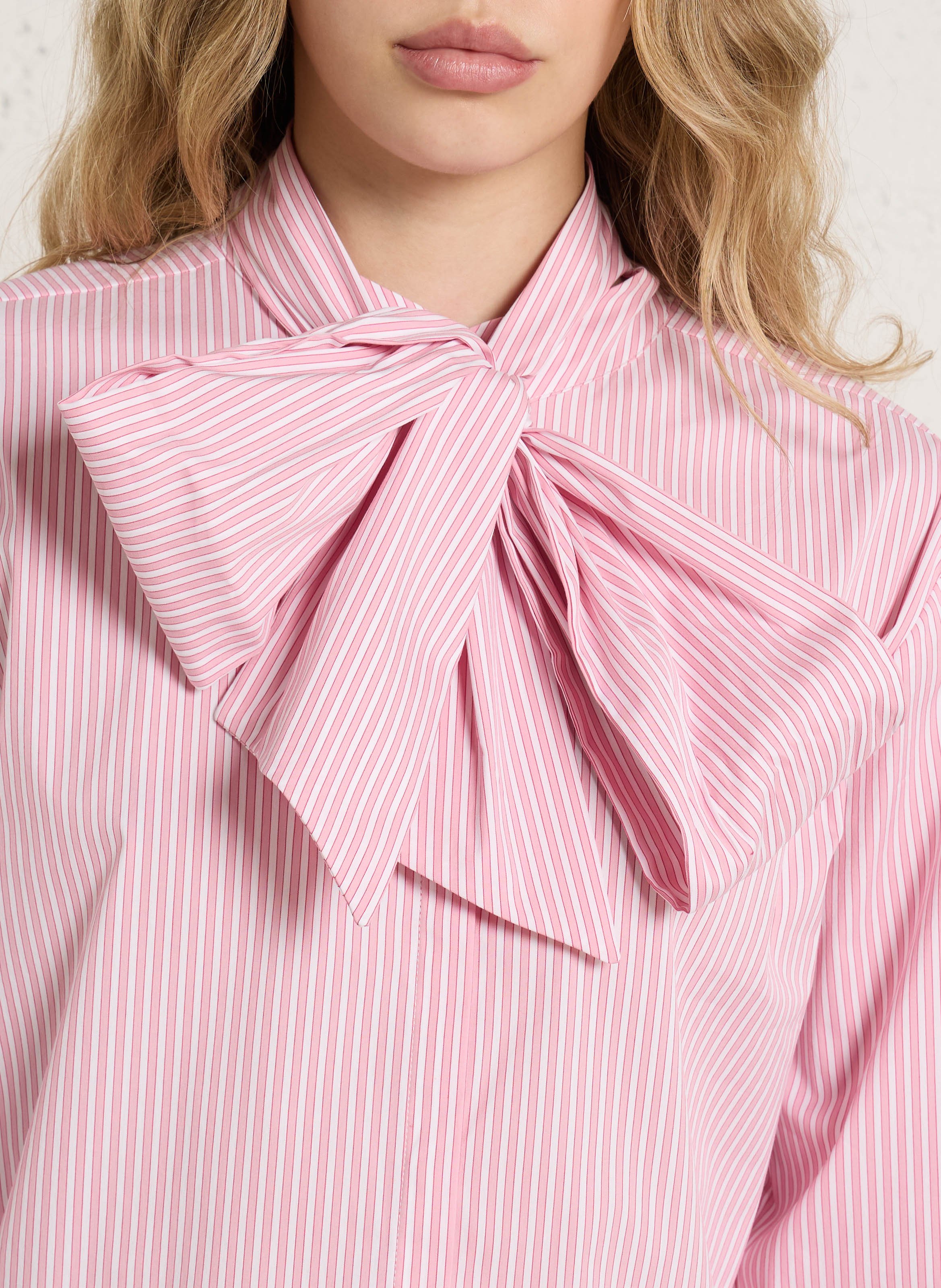Chemise à rayures col lavallière MAISON 123 Rose