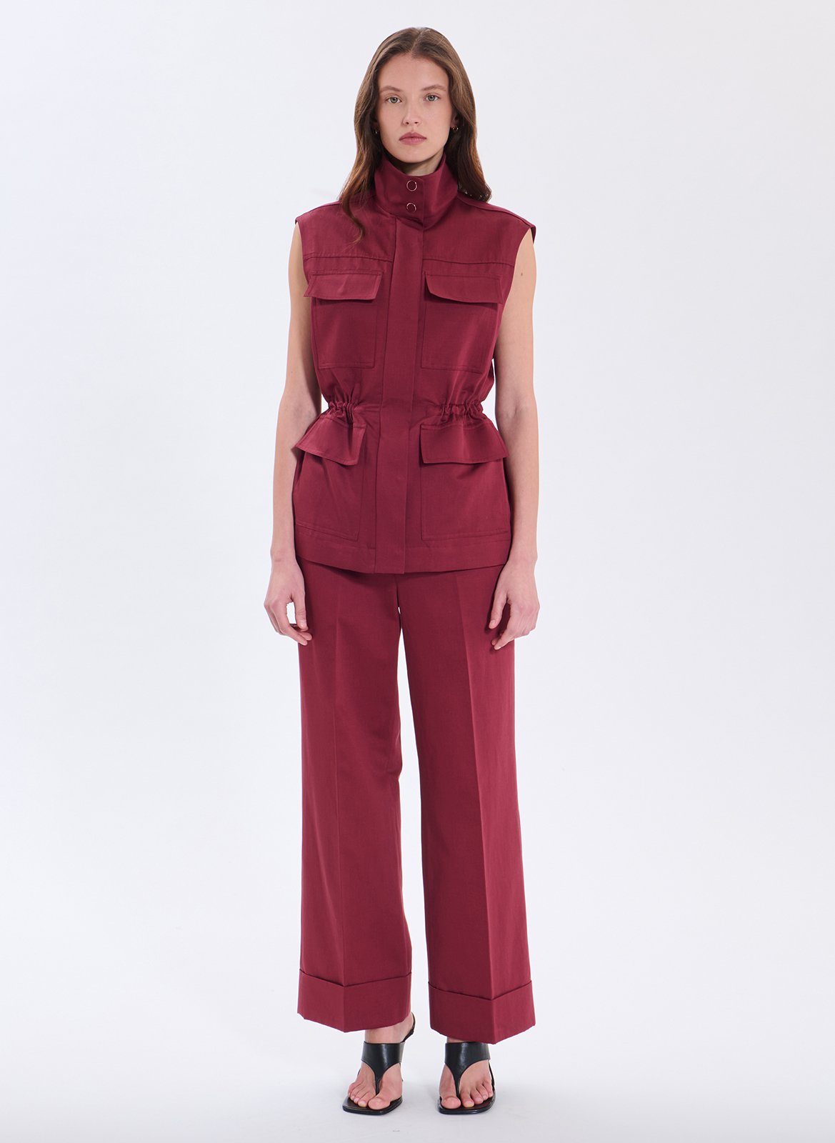 Jas van biologisch katoenmix hoge kraag ZAPA Rood