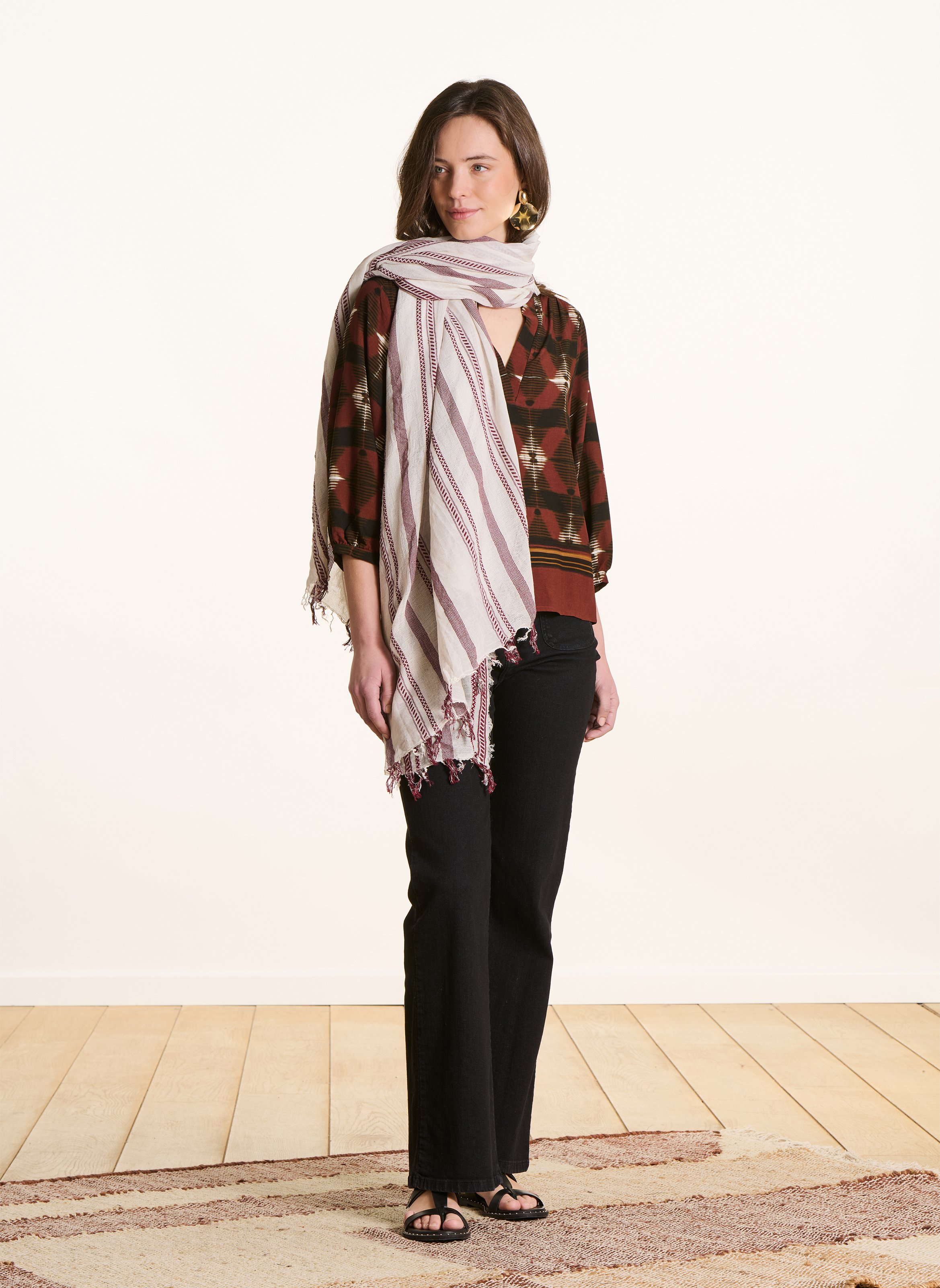 Cotton scarf LA FEE MARABOUTEE Brown