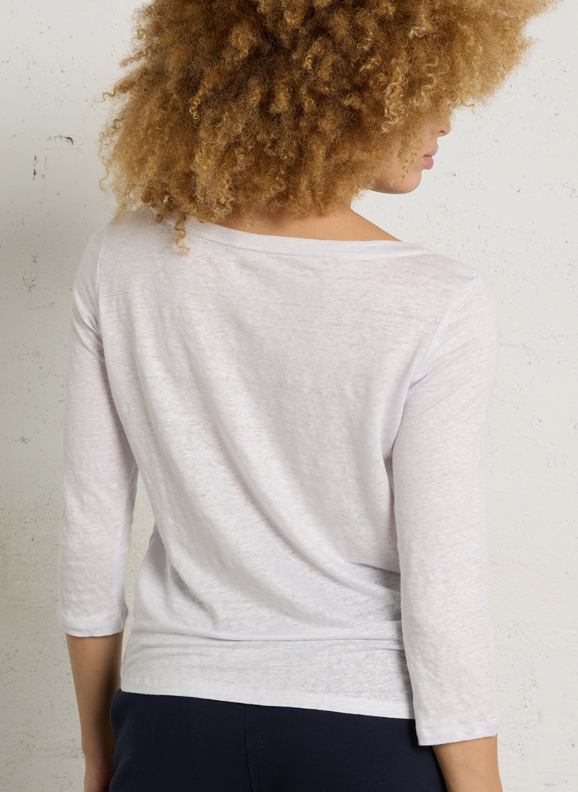 Tee-shirt col bateau en lin MAJESTIC FILATURES Violet