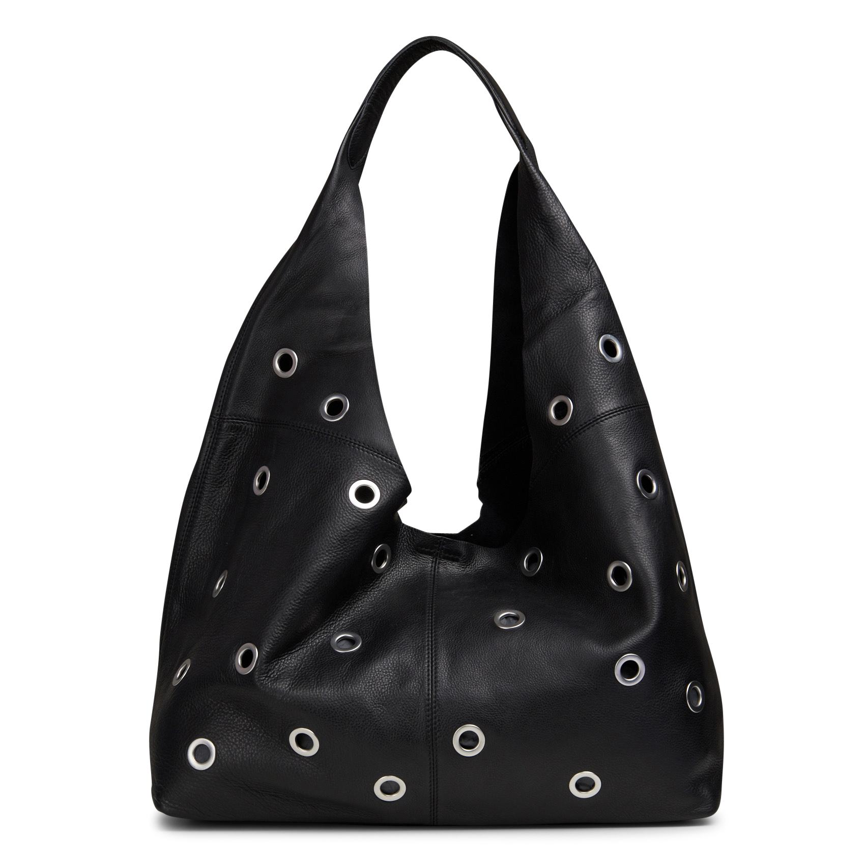 Soft leather hobo bag with eyelets IKKS Black