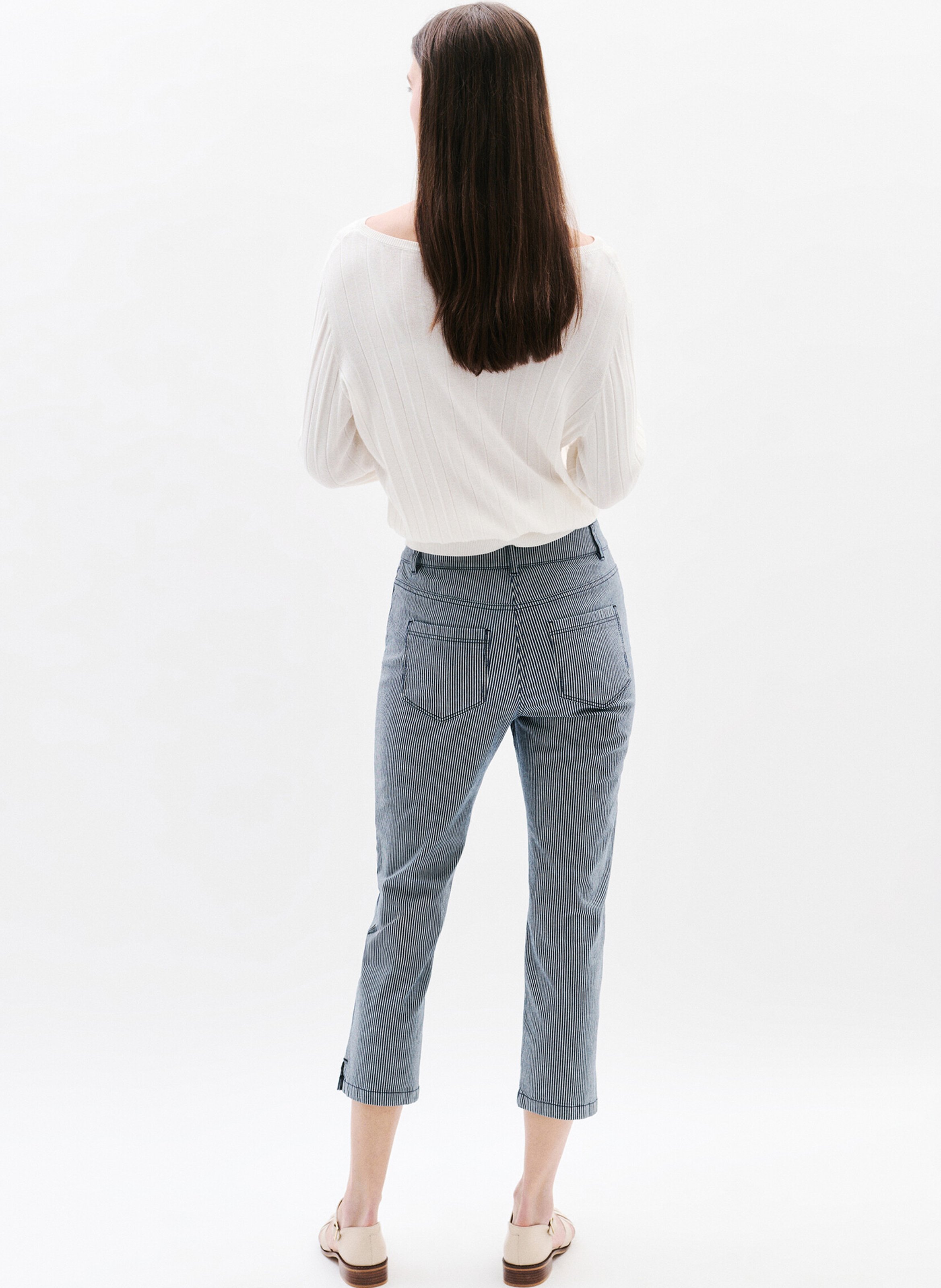 Striped cropped pants CAROLL Blue