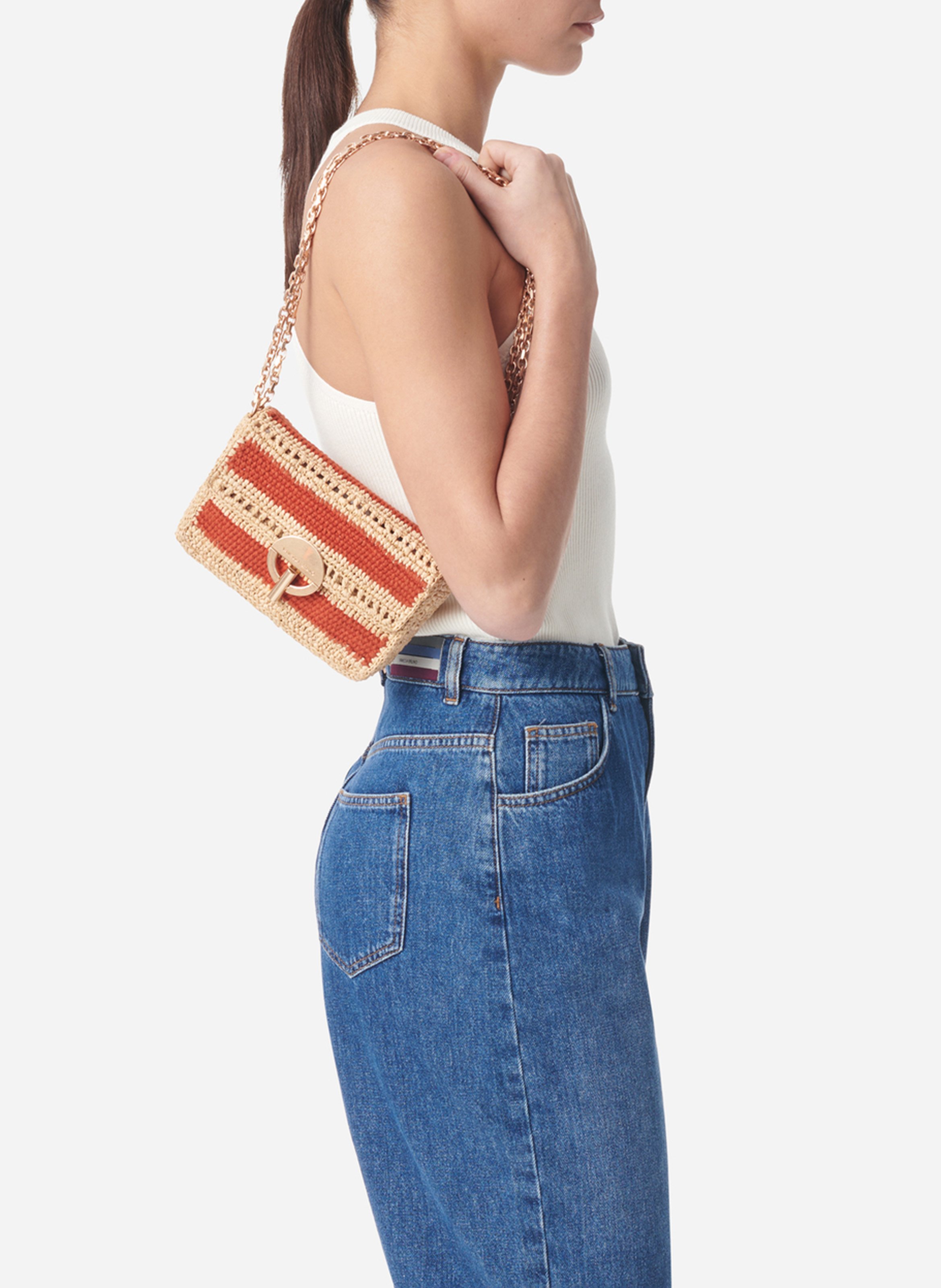 Clutch aus Bast VANESSA BRUNO Orange