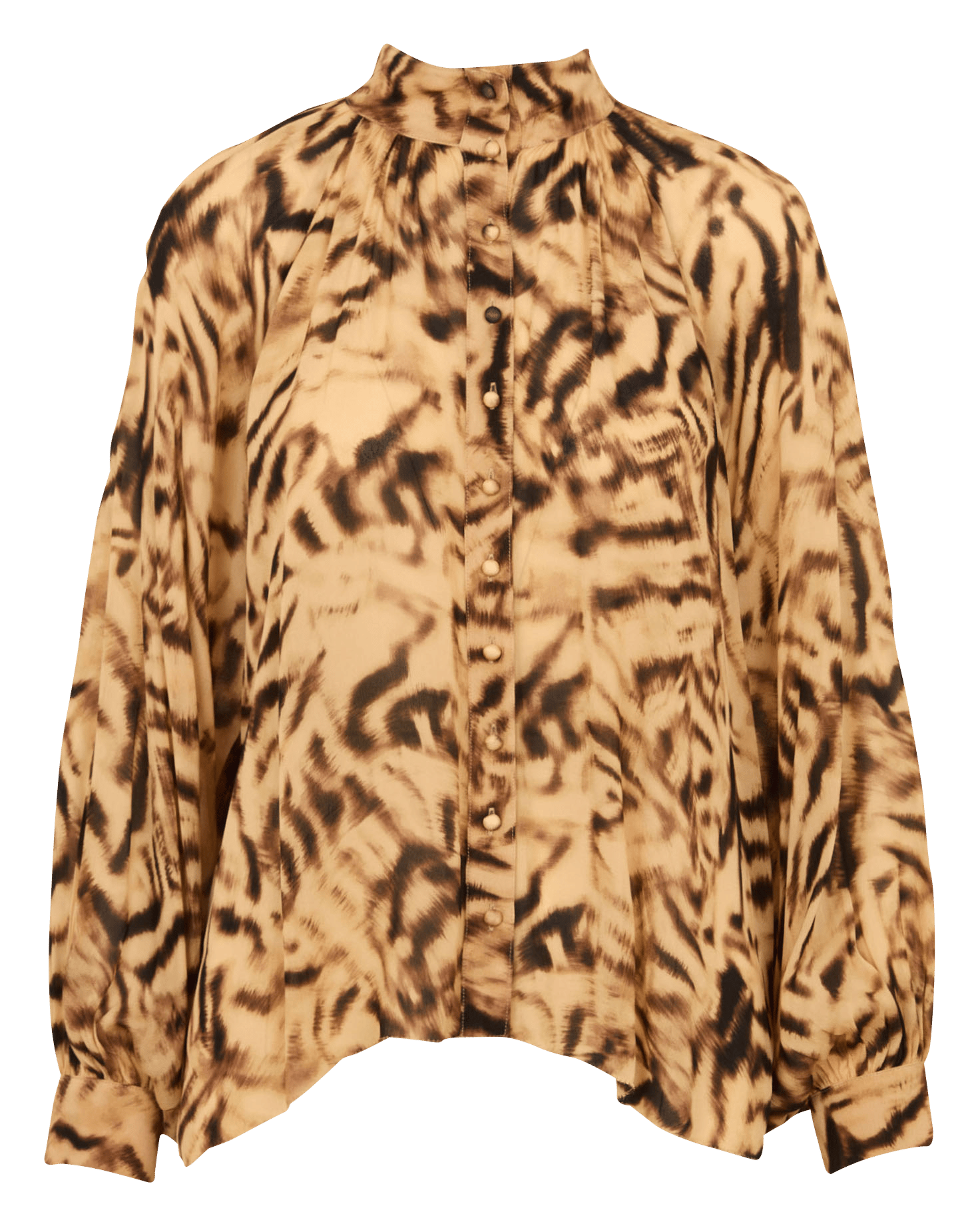 Blouse imprimé léopard col montant SUNCOO Beige