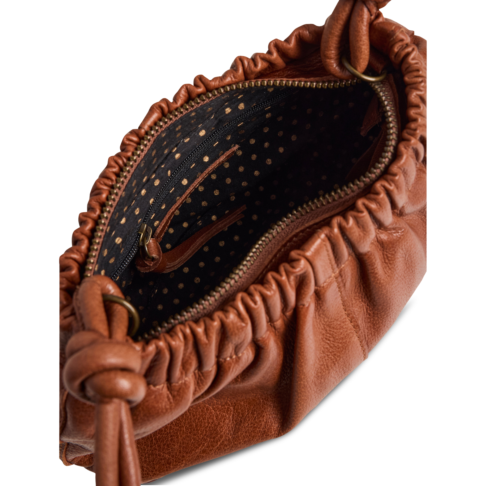 Leather shoulder bag PIECES Brown