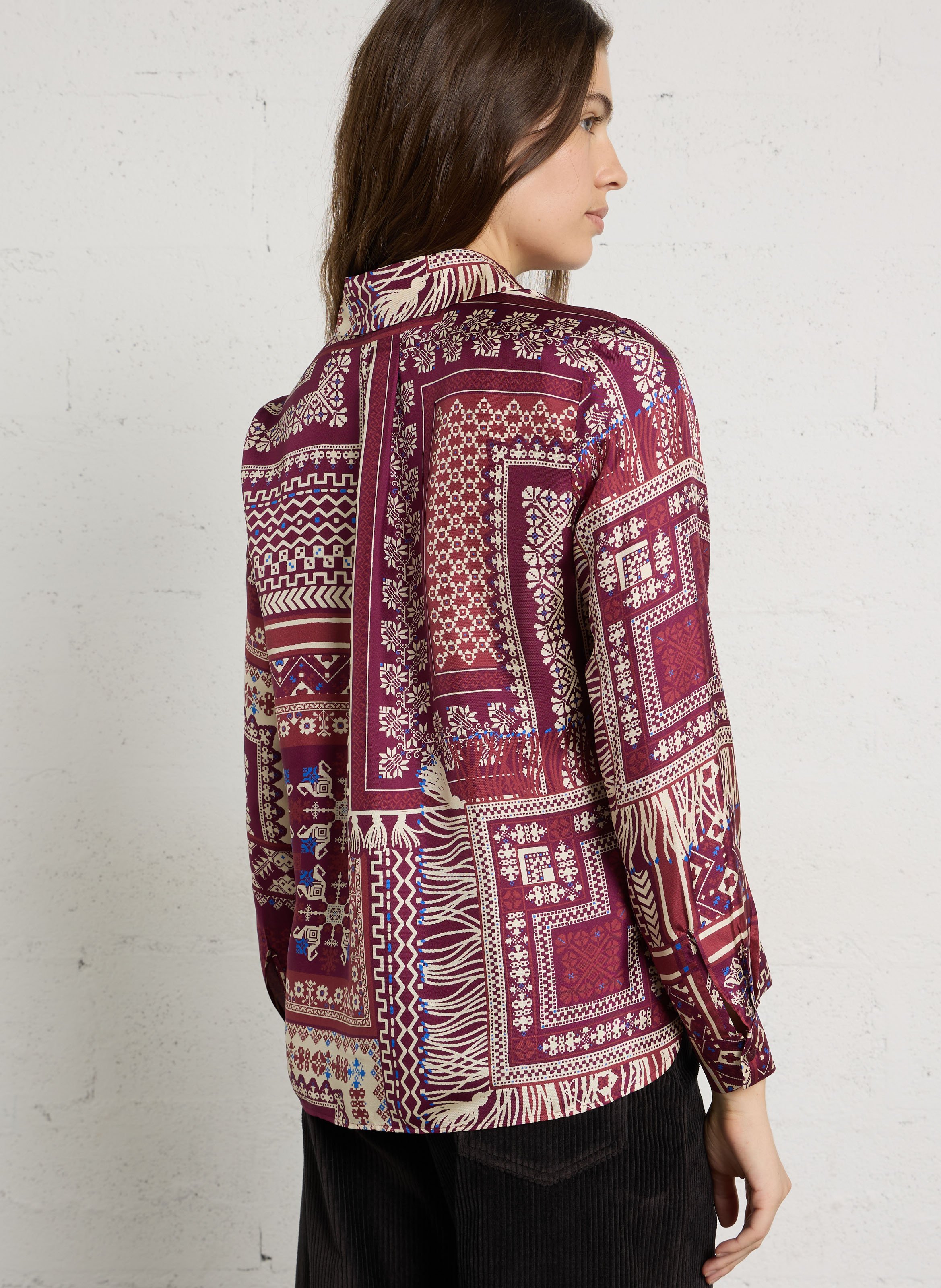 Oversized classic collar silk printed shirt MOMONI Red