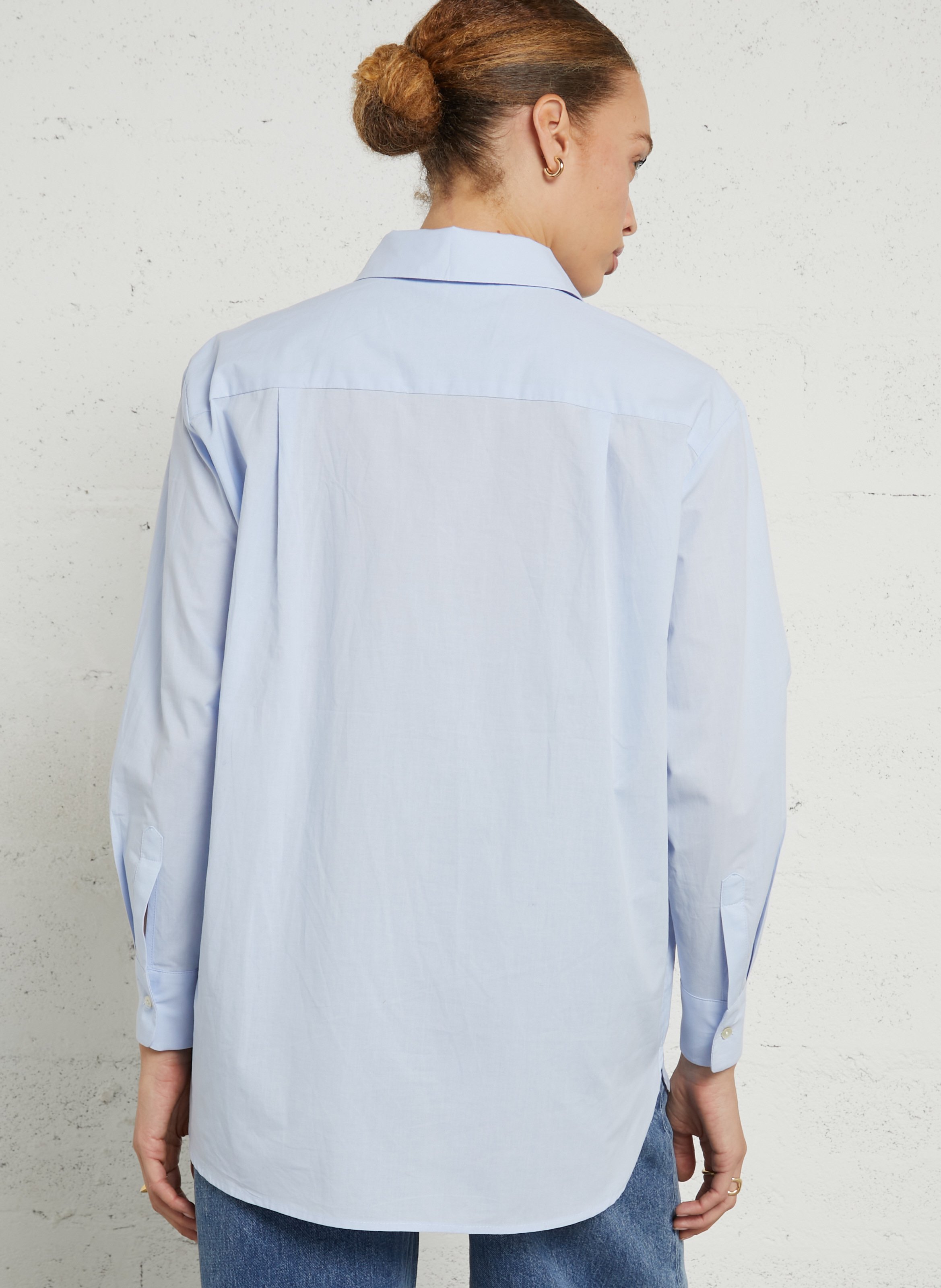 Round-neck striped cotton blouse JC SOPHIE Blue