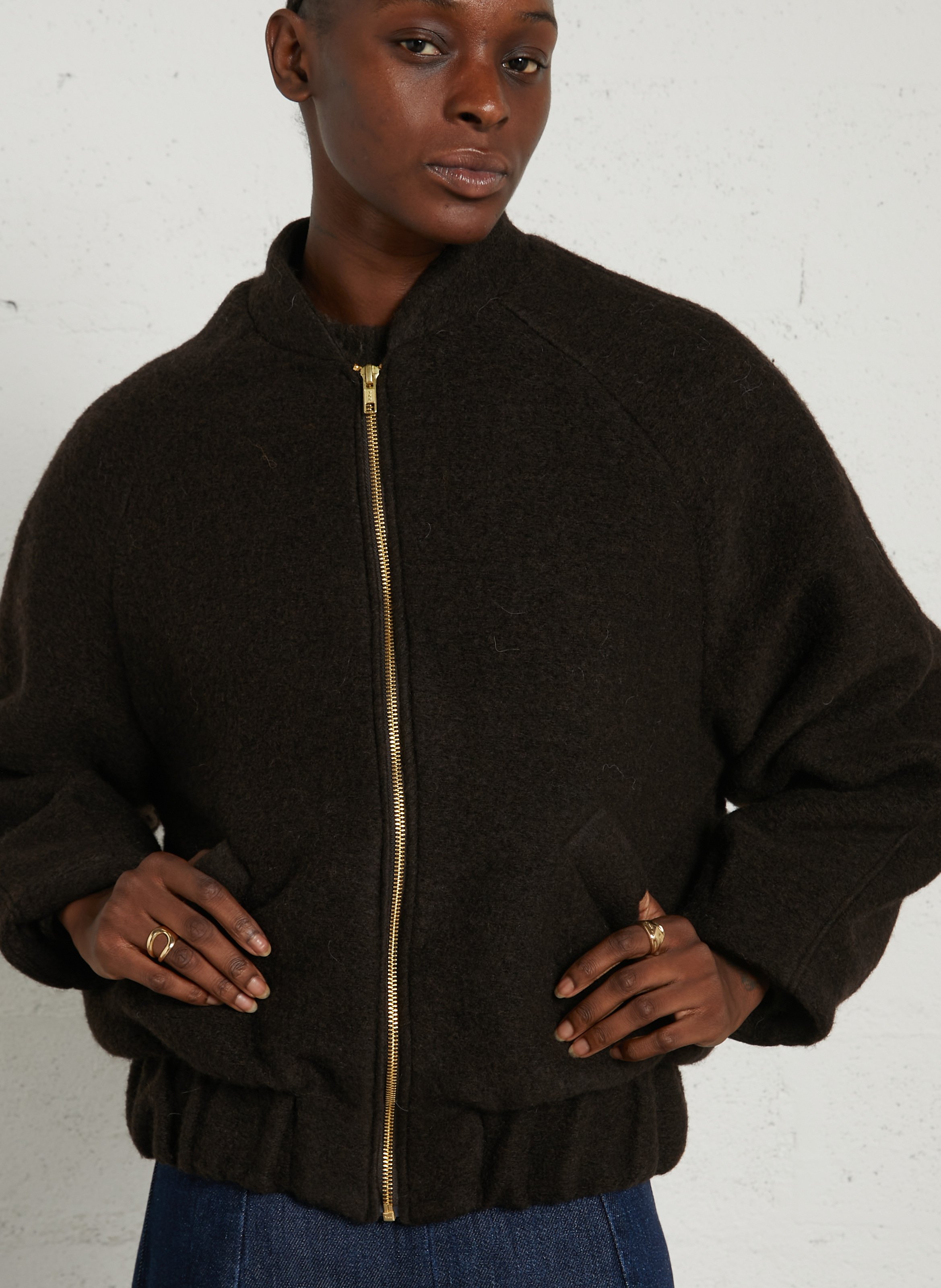 College-Jacke aus Wollmix DES PETITS HAUTS Braun