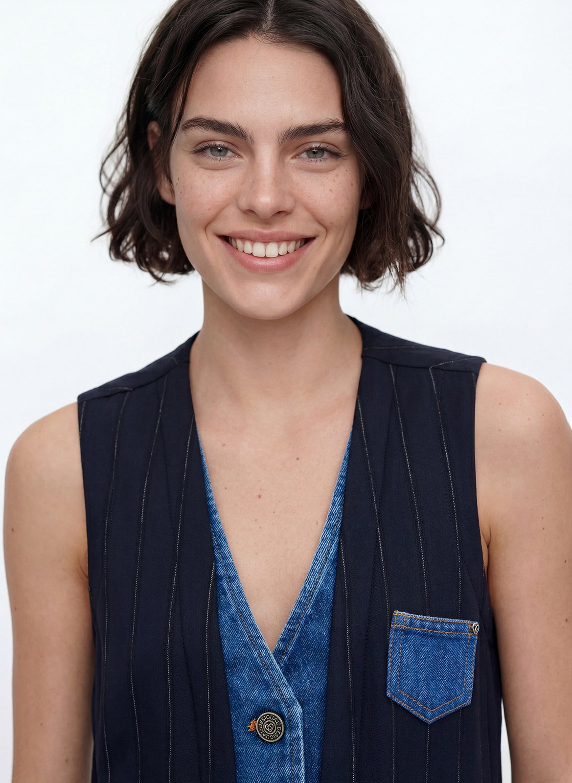 Veste col V bi matière  DESIGUAL Bleu
