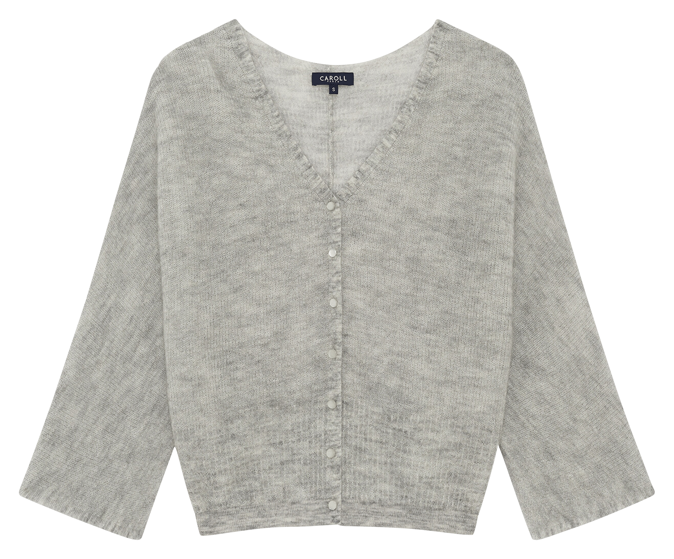 V-hals vest in effen gemengde wol CAROLL Grijs