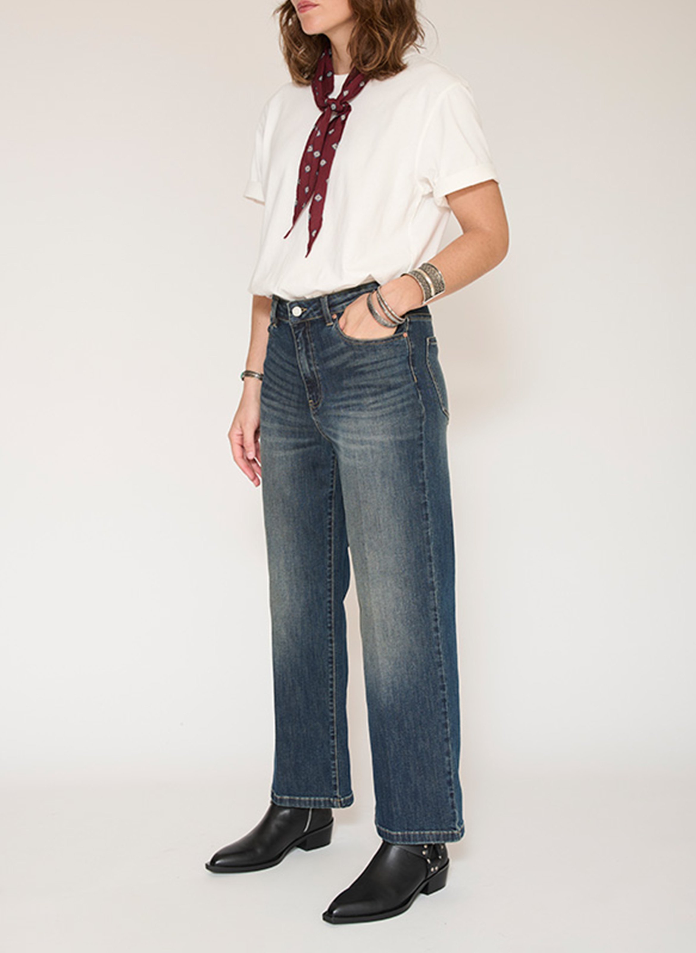 Gerade geschnittene weite Jeans aus Baumwollmischung MKT Blau