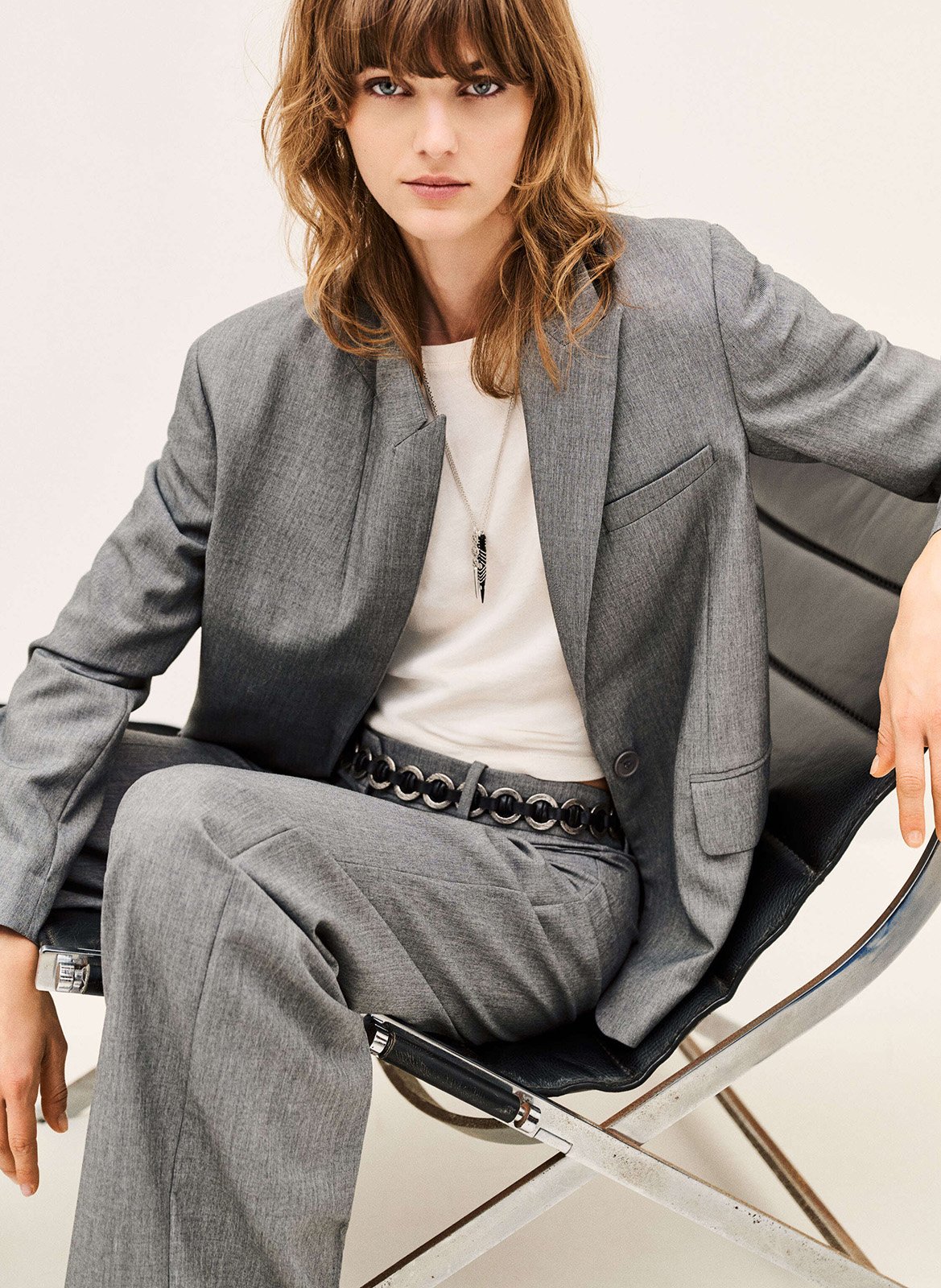 Veste tailleur oversize unie BA&SH Gris