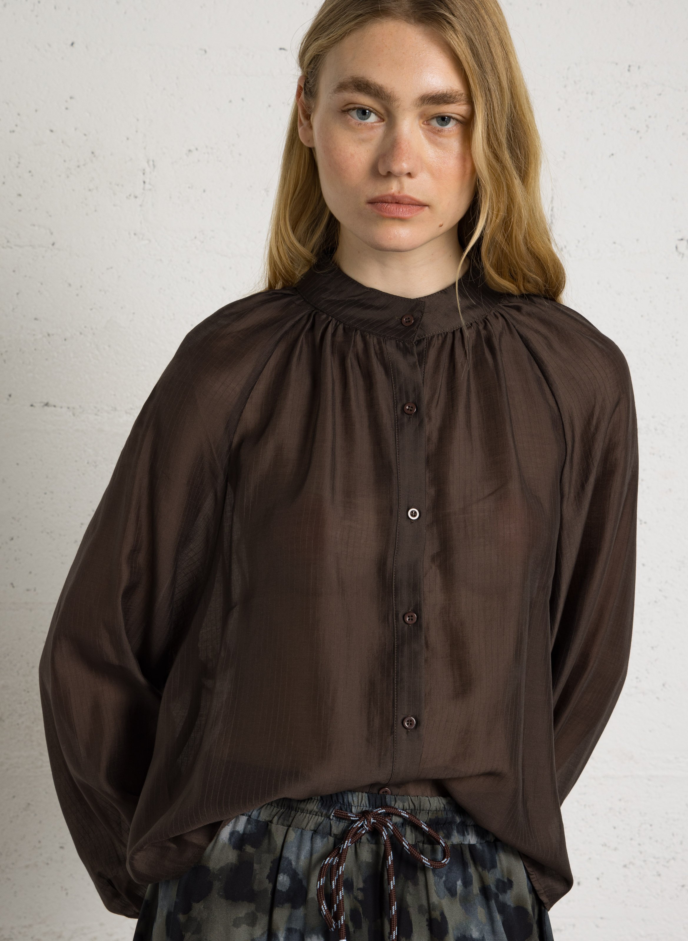 Chemise à rayures boutonnée SEE U SOON Marron