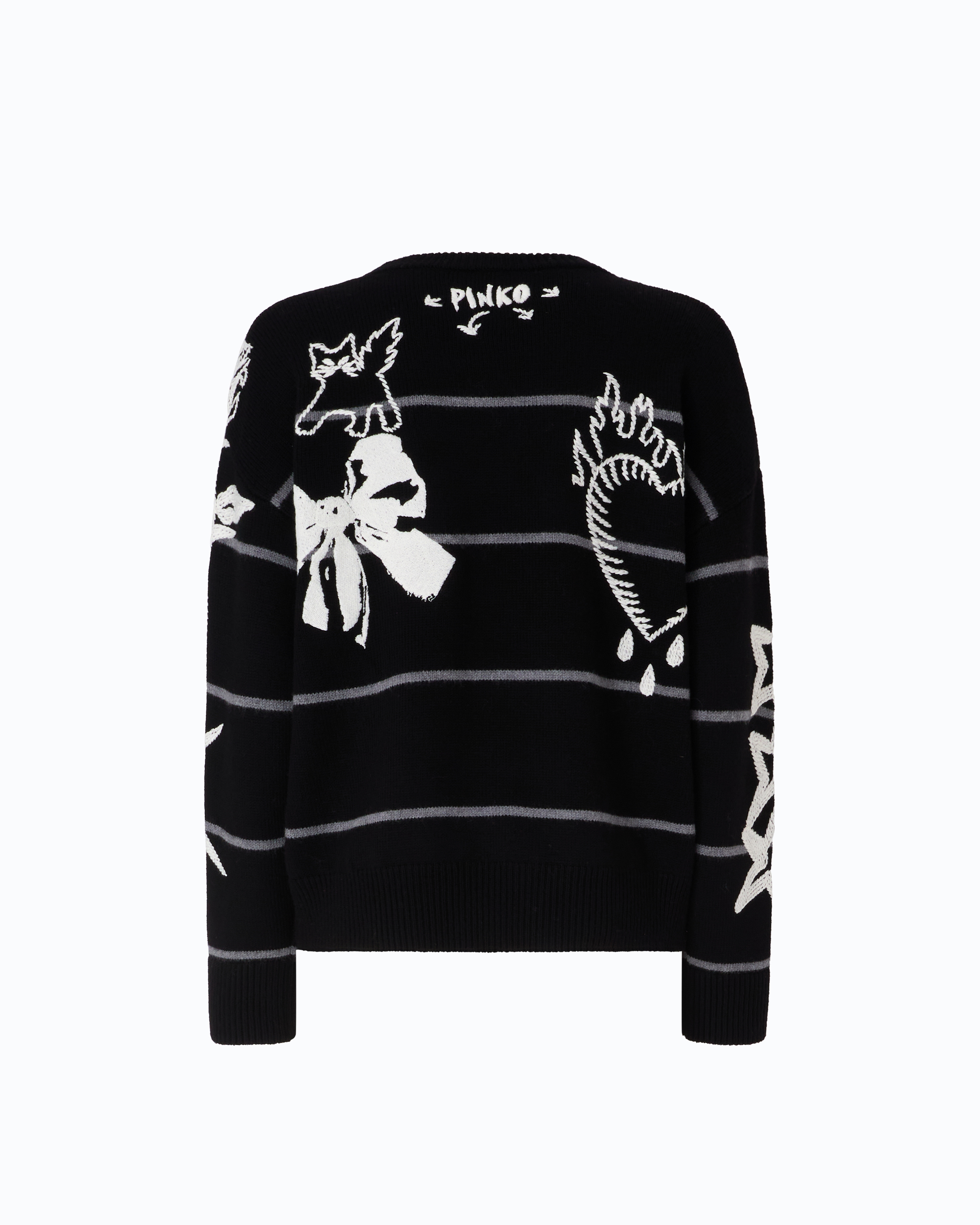 Pull en laine mérinos « quiet is the new punk » PINKO Multicolore