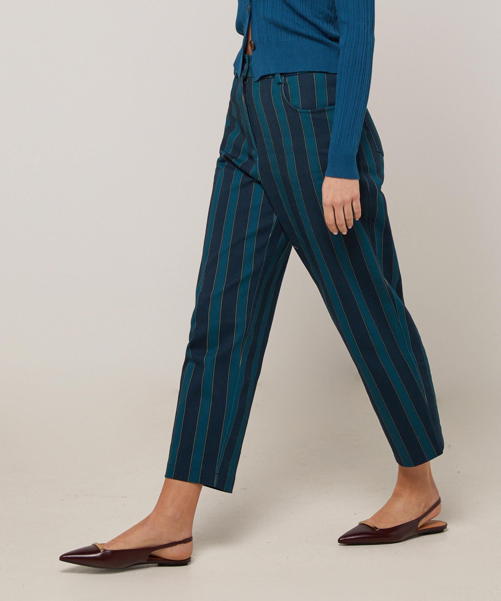 Straight-leg trousers in printed canvas RODIER Blue