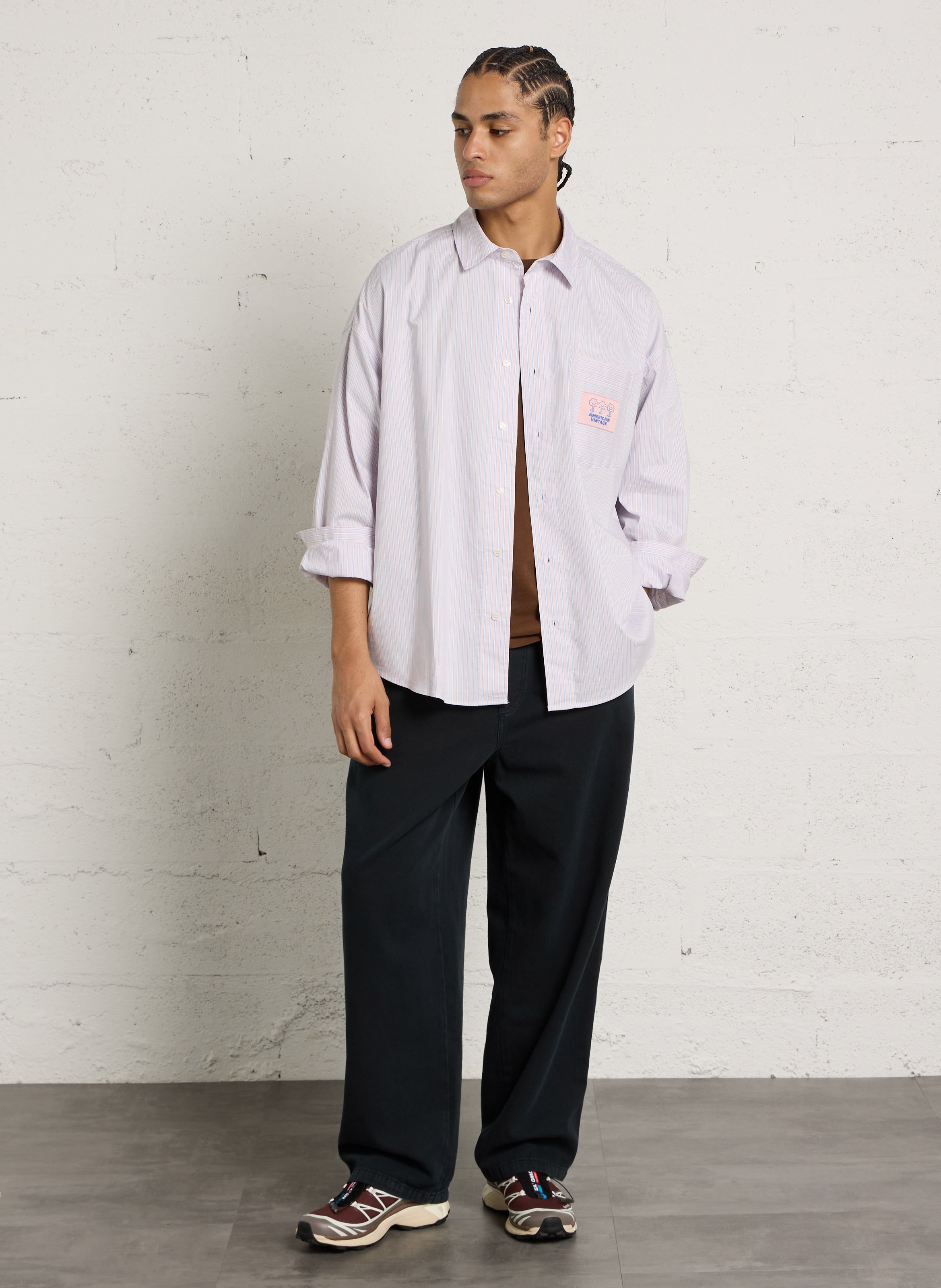 Wijde katoenen pantalon AMERICAN VINTAGE Zwart