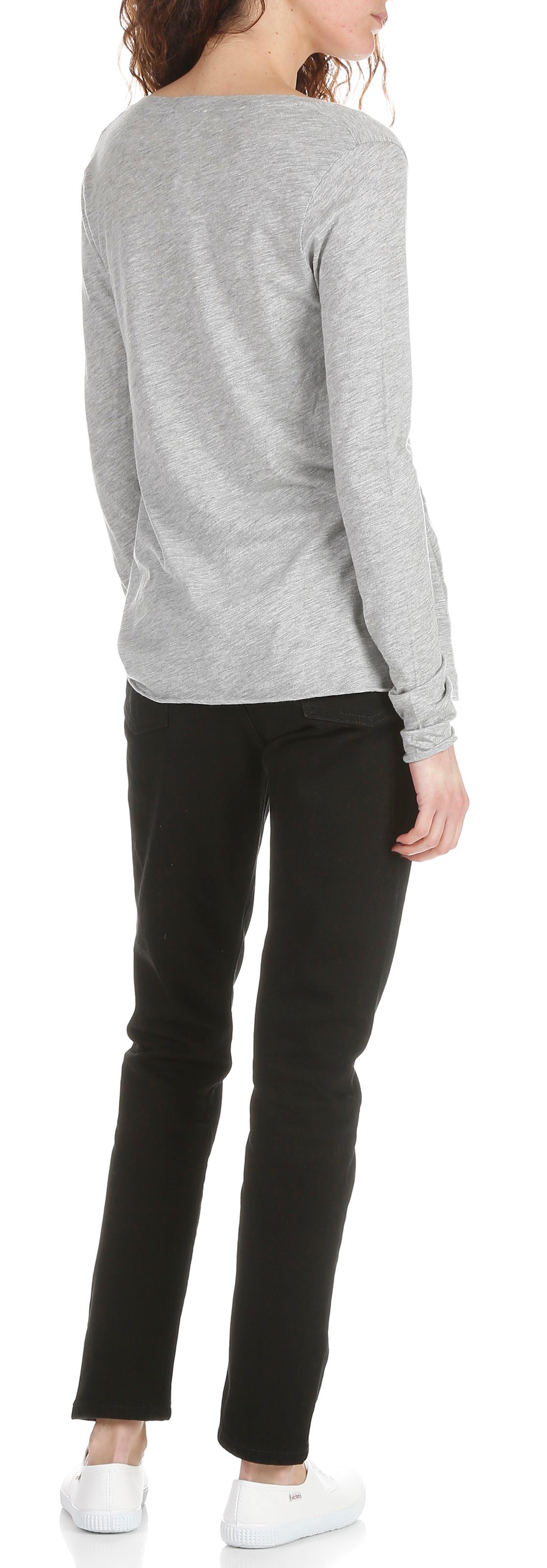 T-shirt van katoenmix met V-hals AMERICAN VINTAGE Grijs