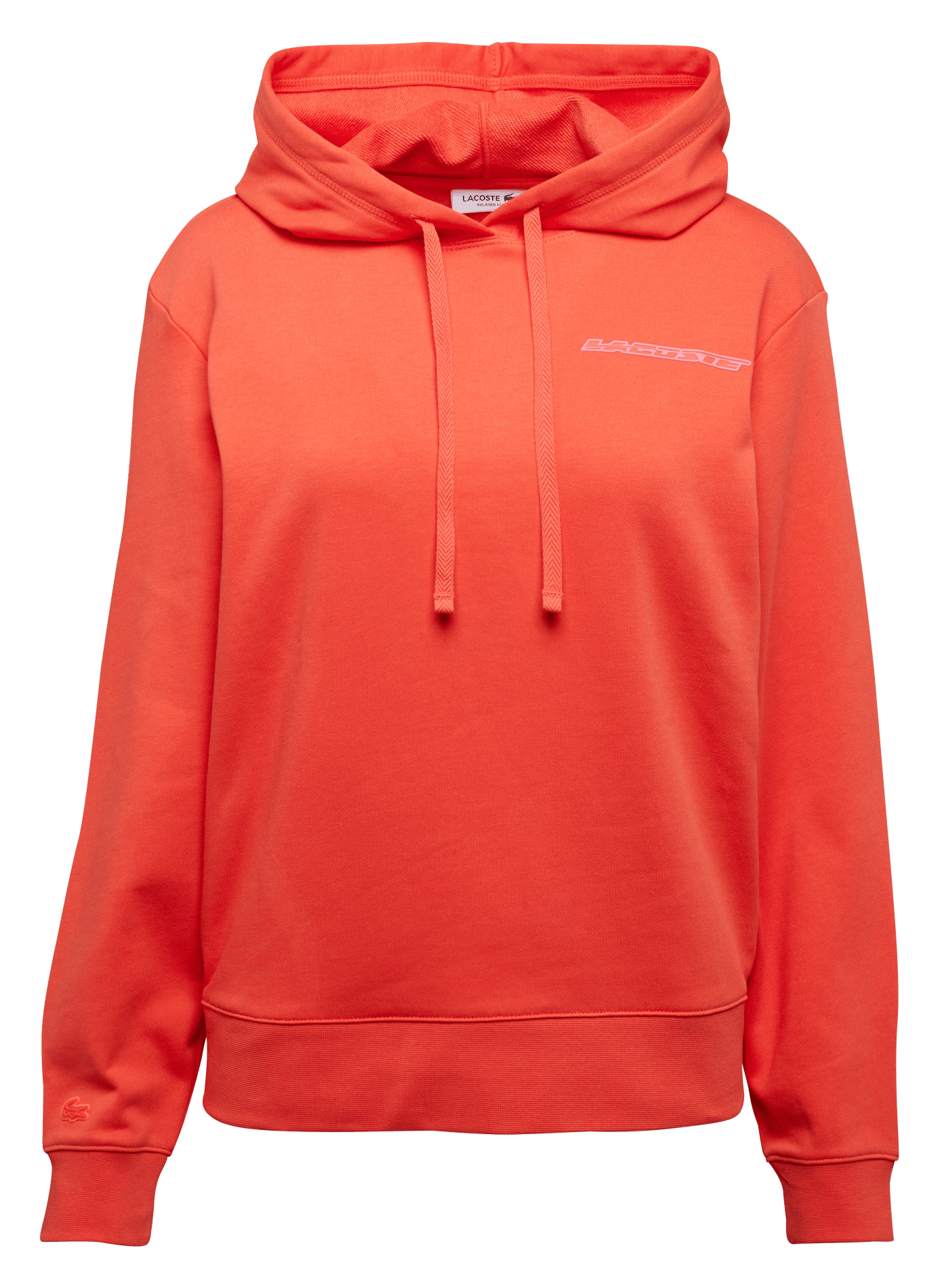 Sweater met capuchon en zeefdruk | katoenblend OranjeLACOSTE