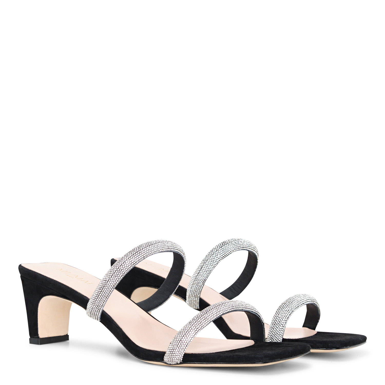 Mules à strass en daim velours MI/MAI Noir