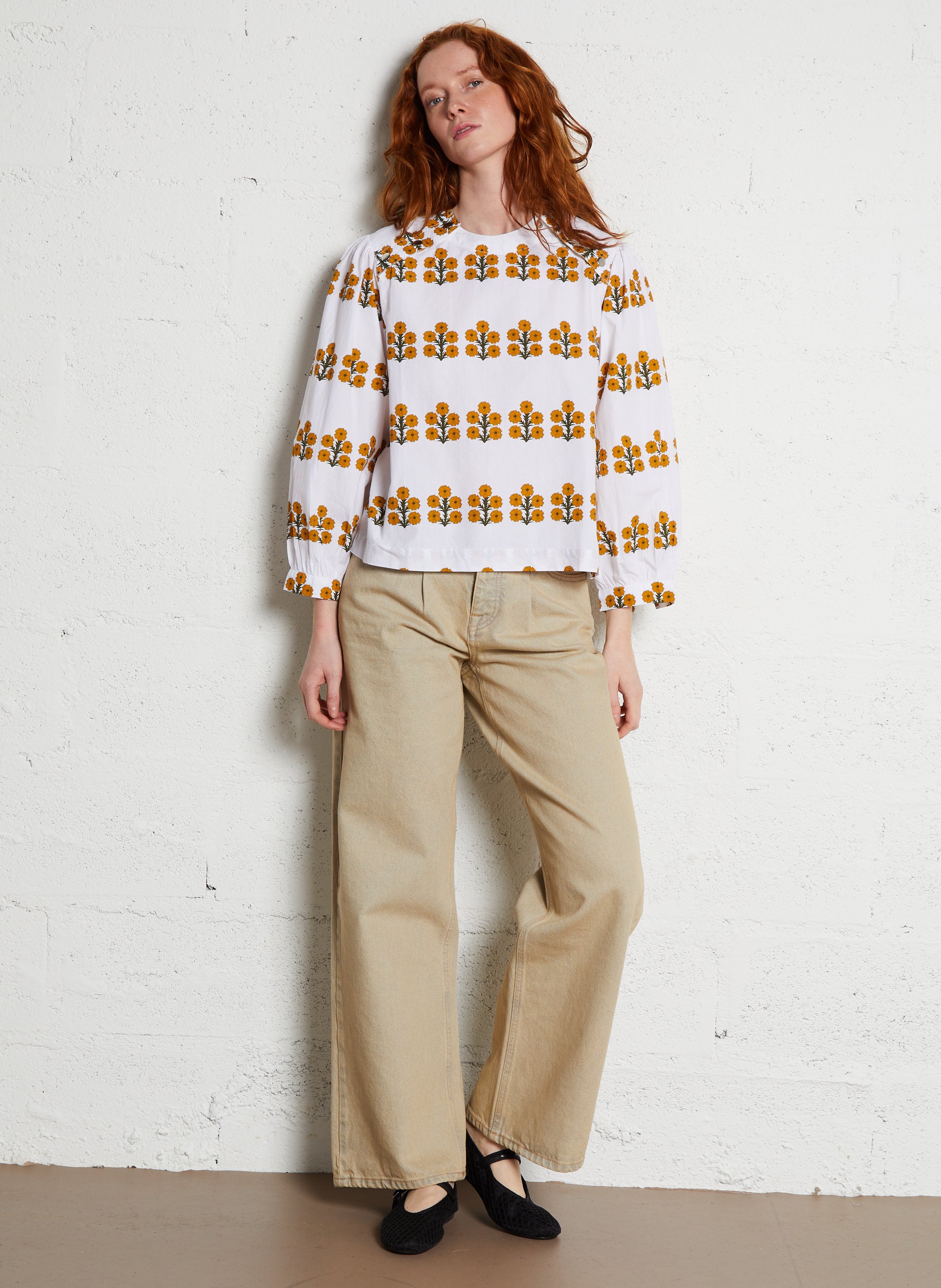 Blouse droite imprimé en coton THE TINY BIG SISTER Blanc