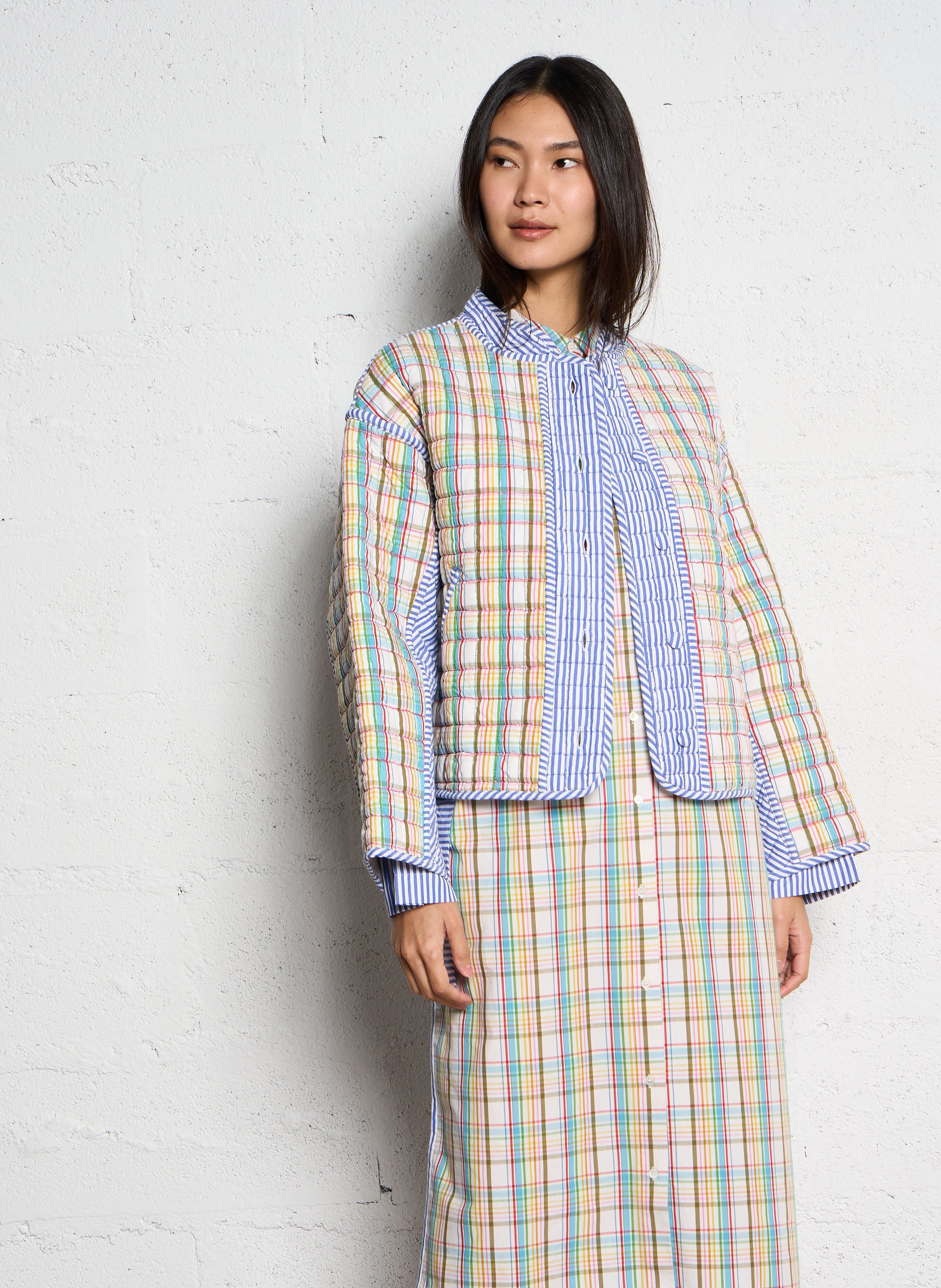 Quilted patchwork cotton jacket V DE VINSTER Blue