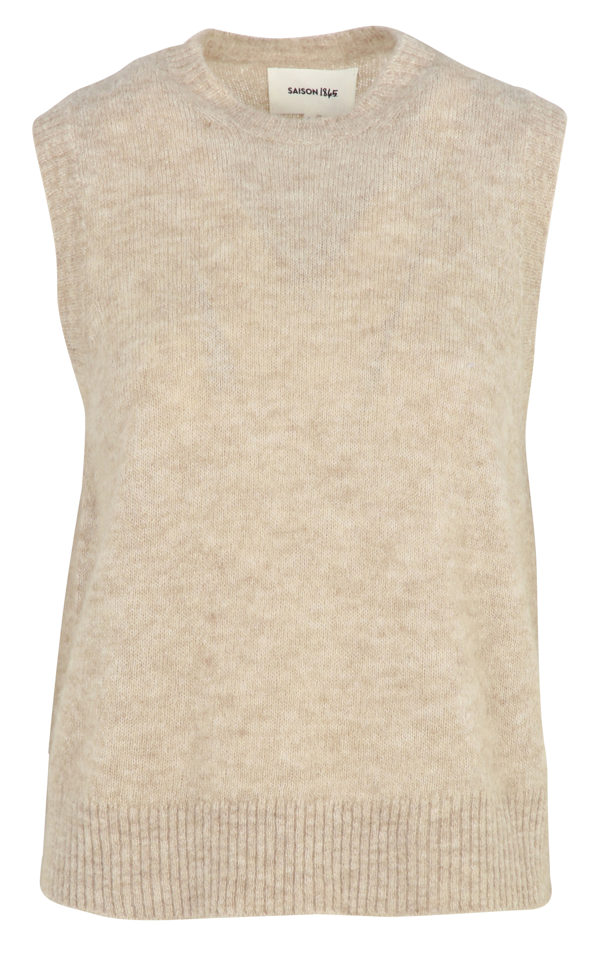 Pull sans manches en alpaga mélangé VILET Beige