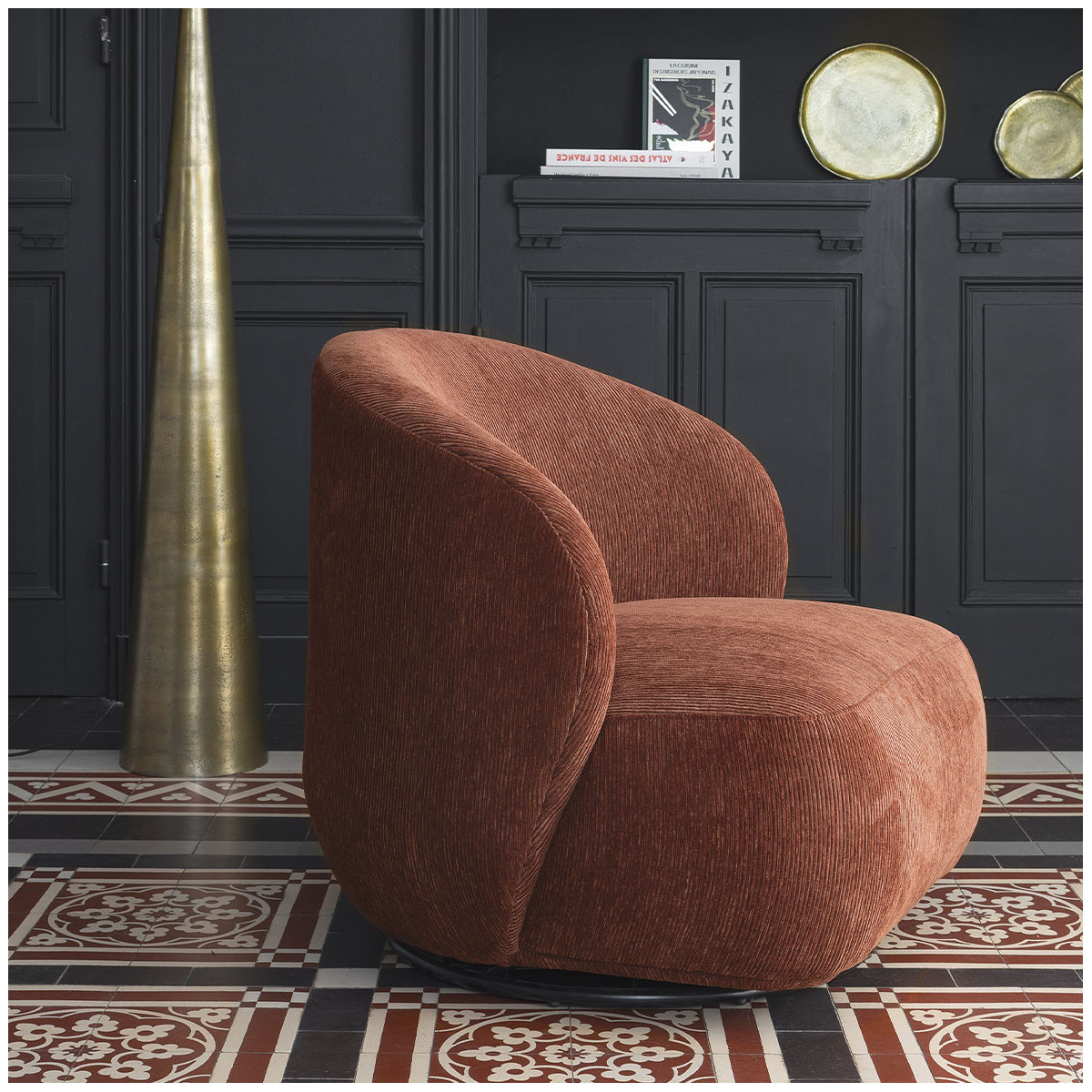 Corduroy armchair Red