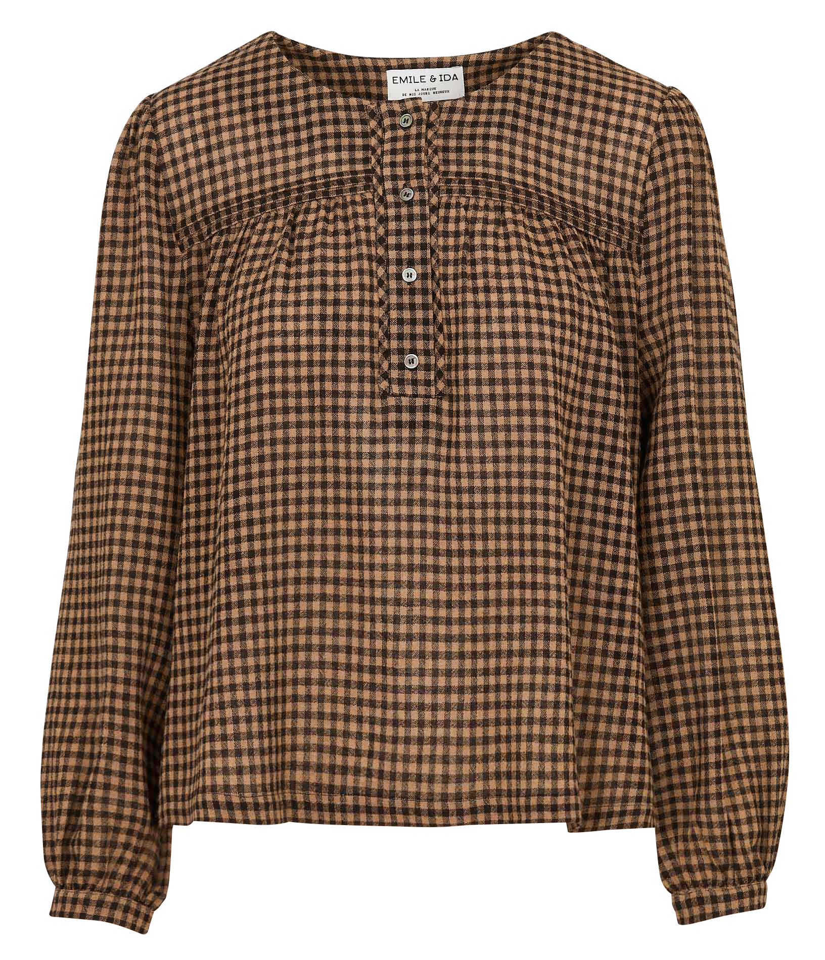 Karierte Bluse mit Rundhalsausschnitt EMILE ET IDA Braun