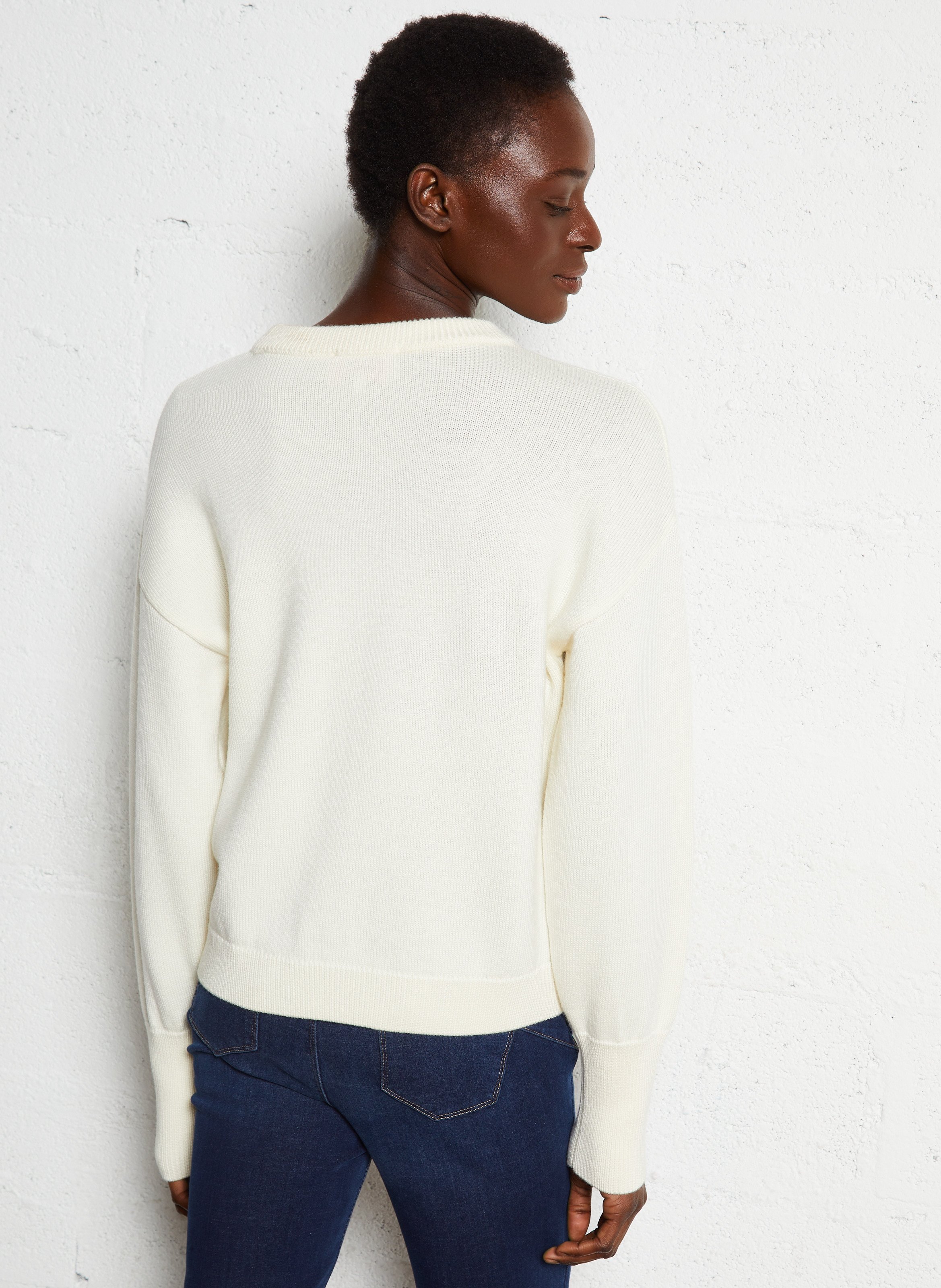 Gestreepte wollen trui ELISE CHALMIN Wit