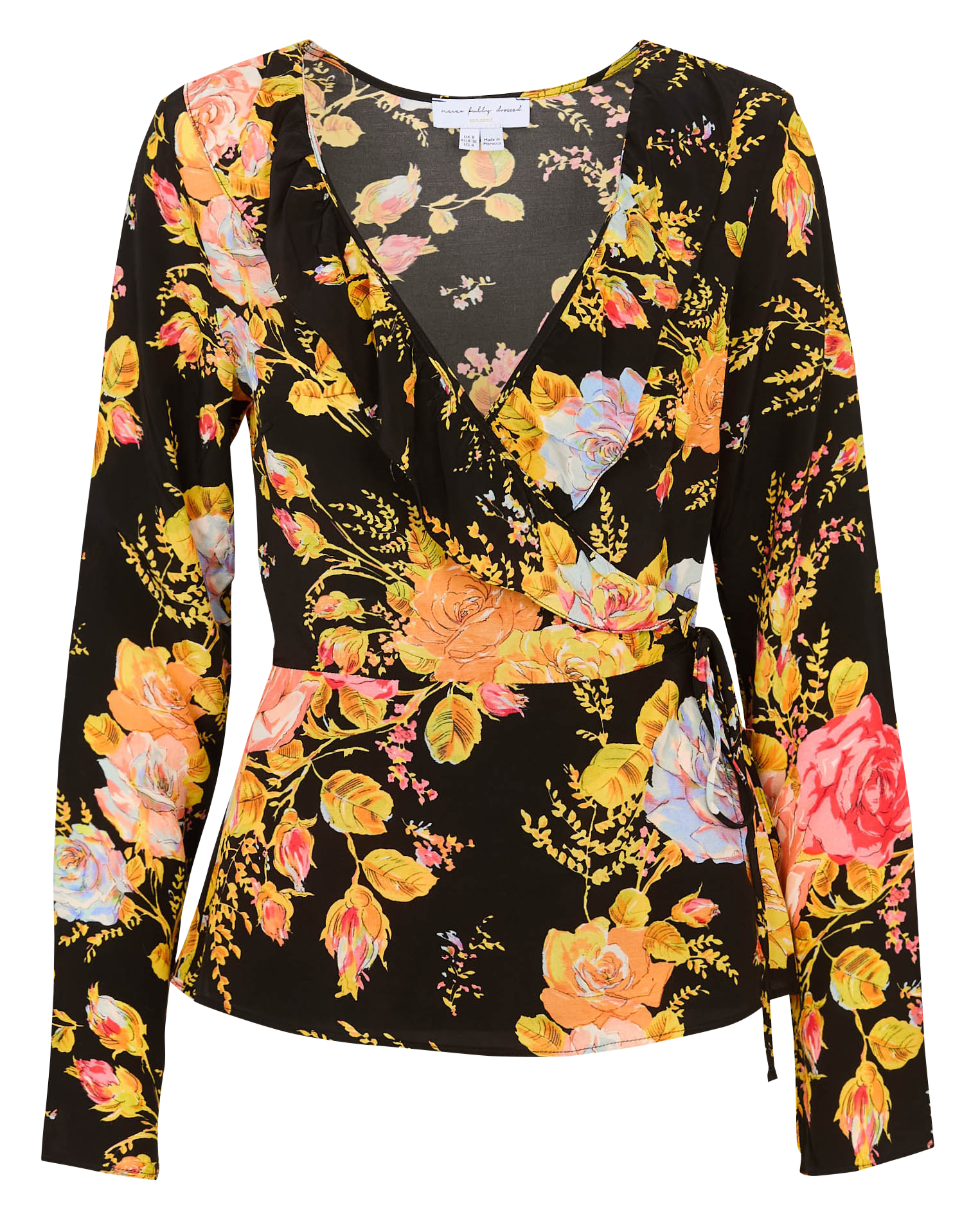 Blouse cintrée col V imprimé NEVER FULLY DRESSED Noir