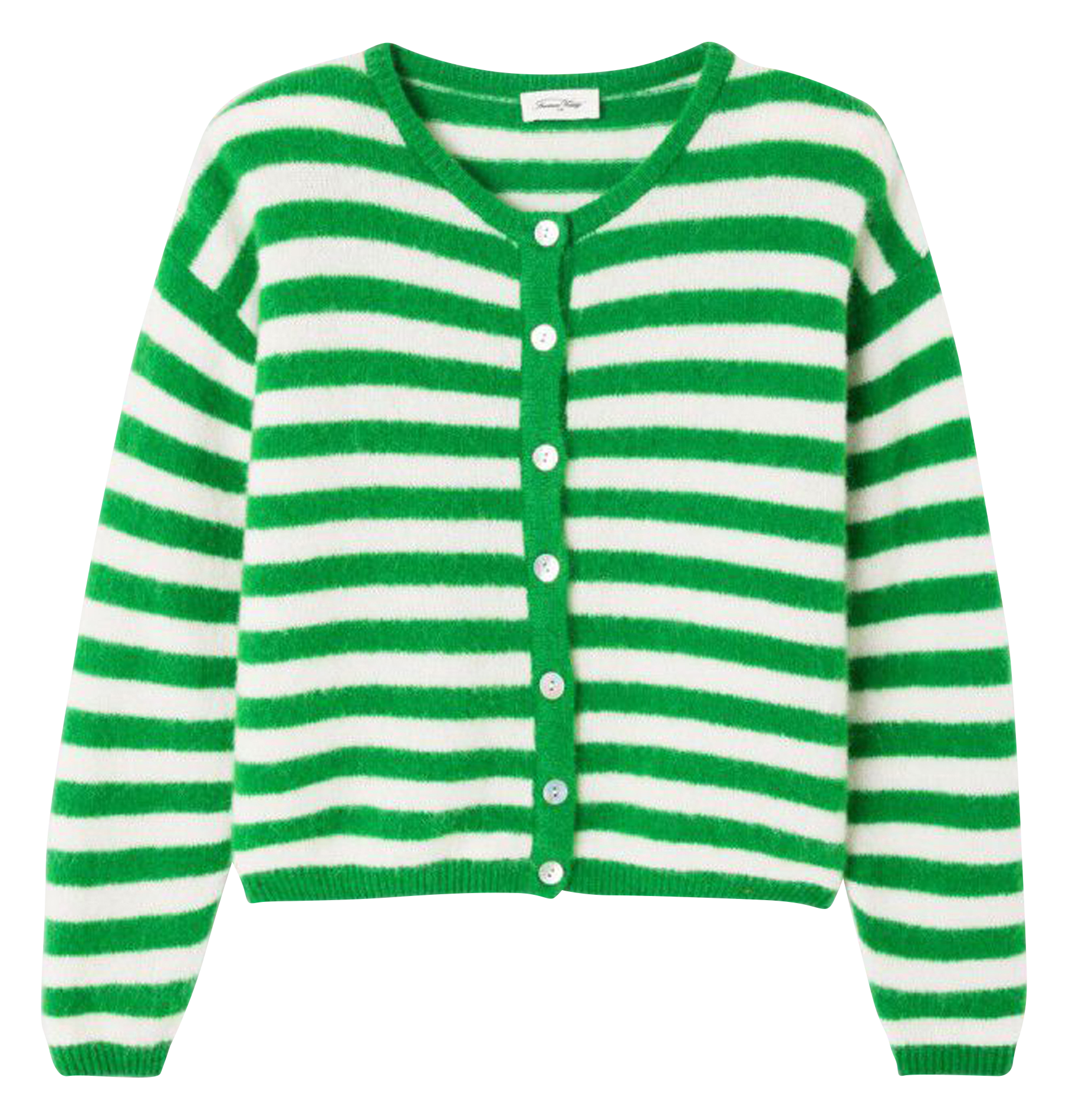 Loose-fit wool-blend cardigan with round neck AMERICAN VINTAGE Green