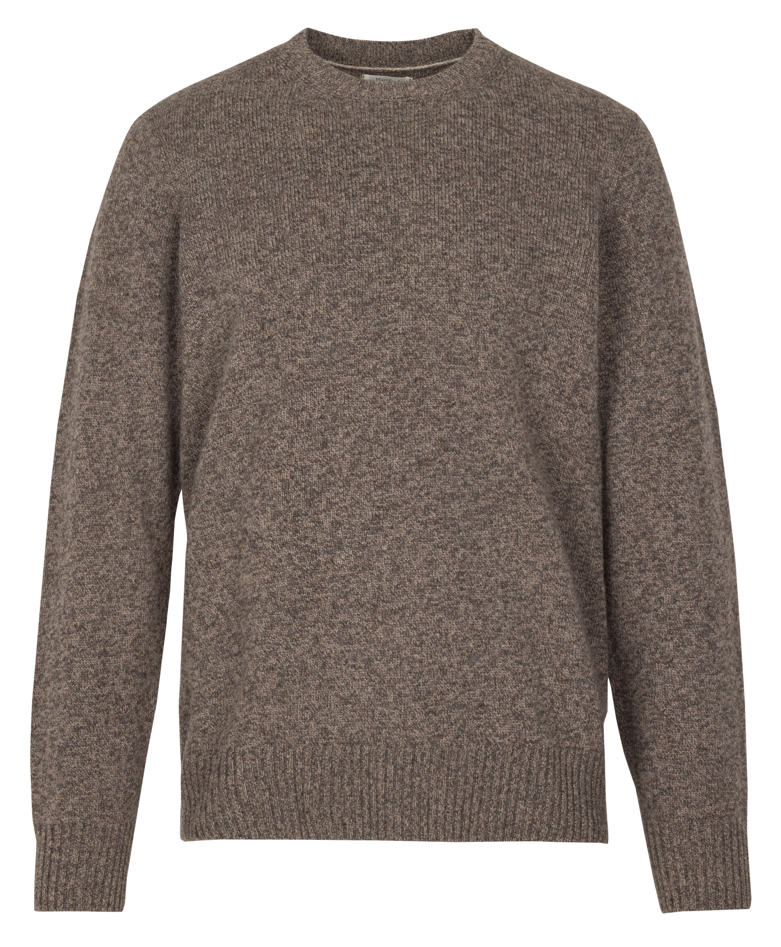 Pull droit col rond jacquard en laine HARTFORD Marron