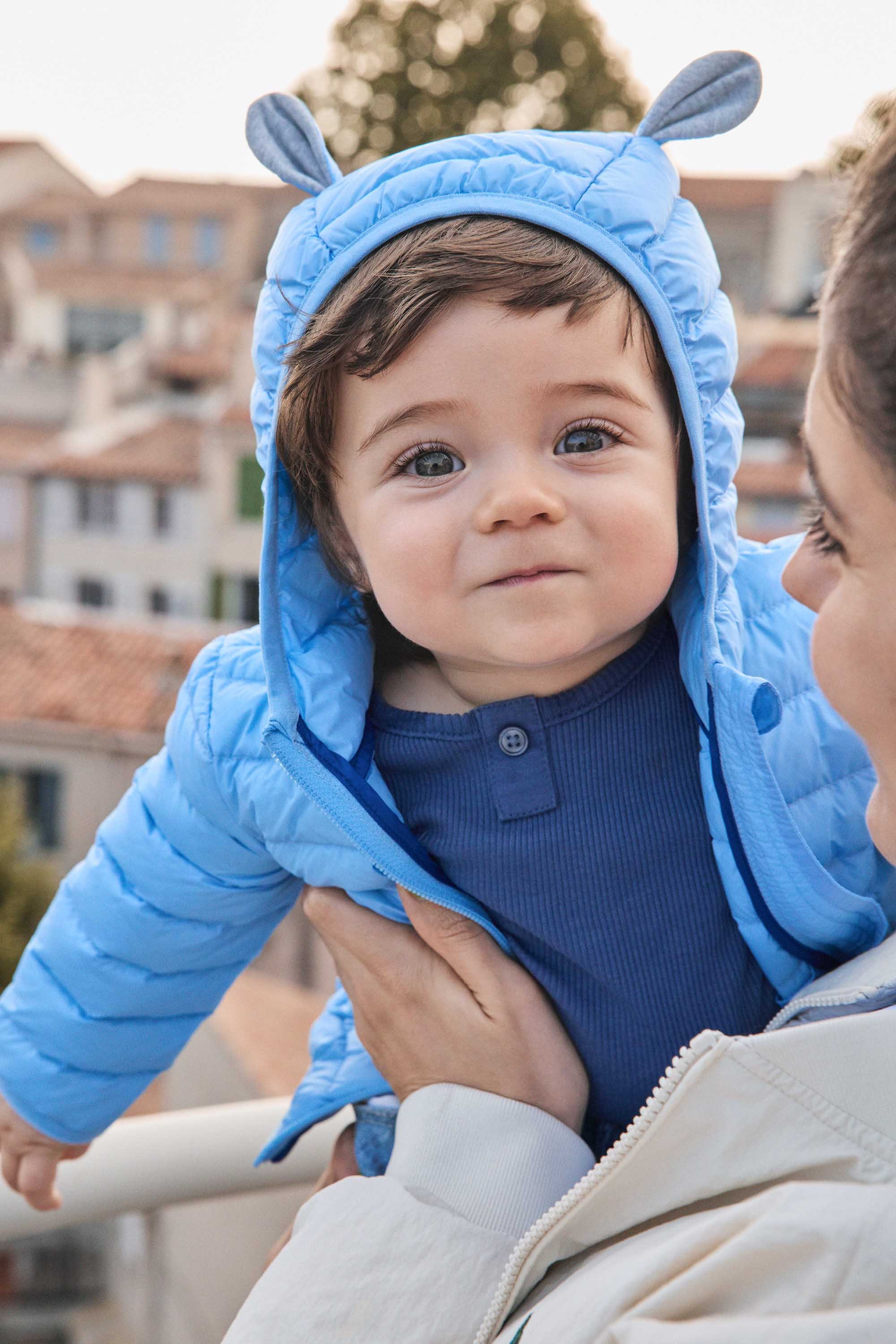 Sherpa Baby Puffer Jacket with Ears Mael JOTT Blue