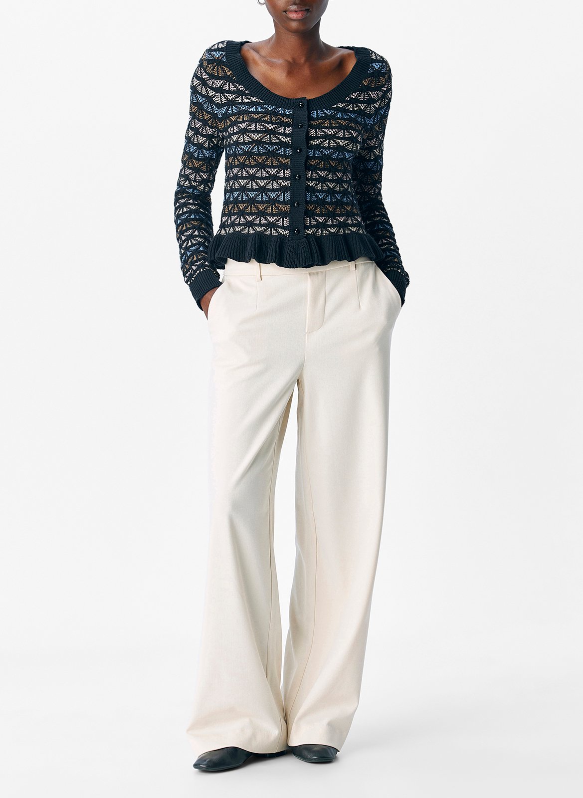 Ronde hals vest van biologisch katoen OBJECT Zwart