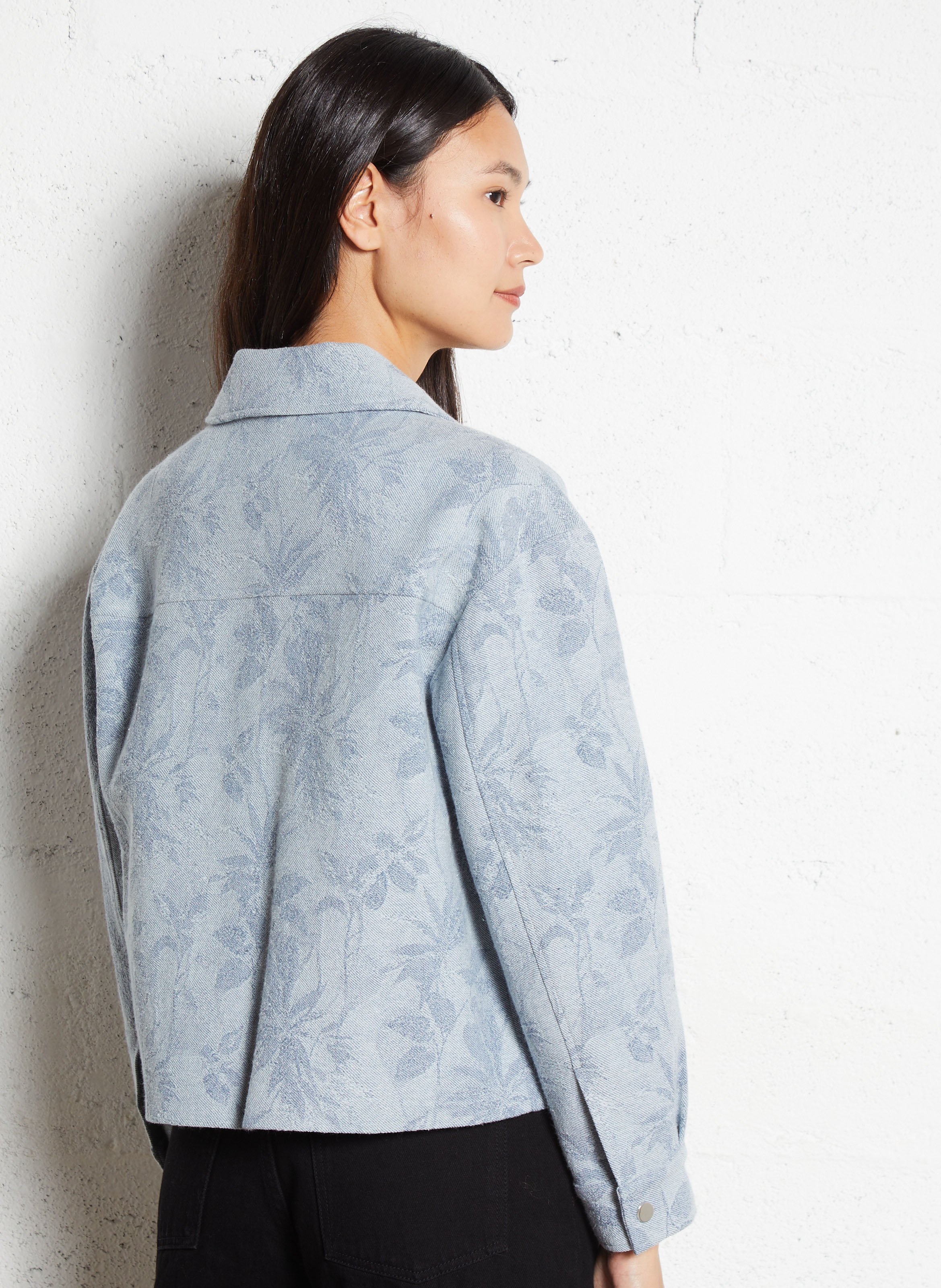 Veste col calssique en jacquard de coton MAISON 123 Bleu