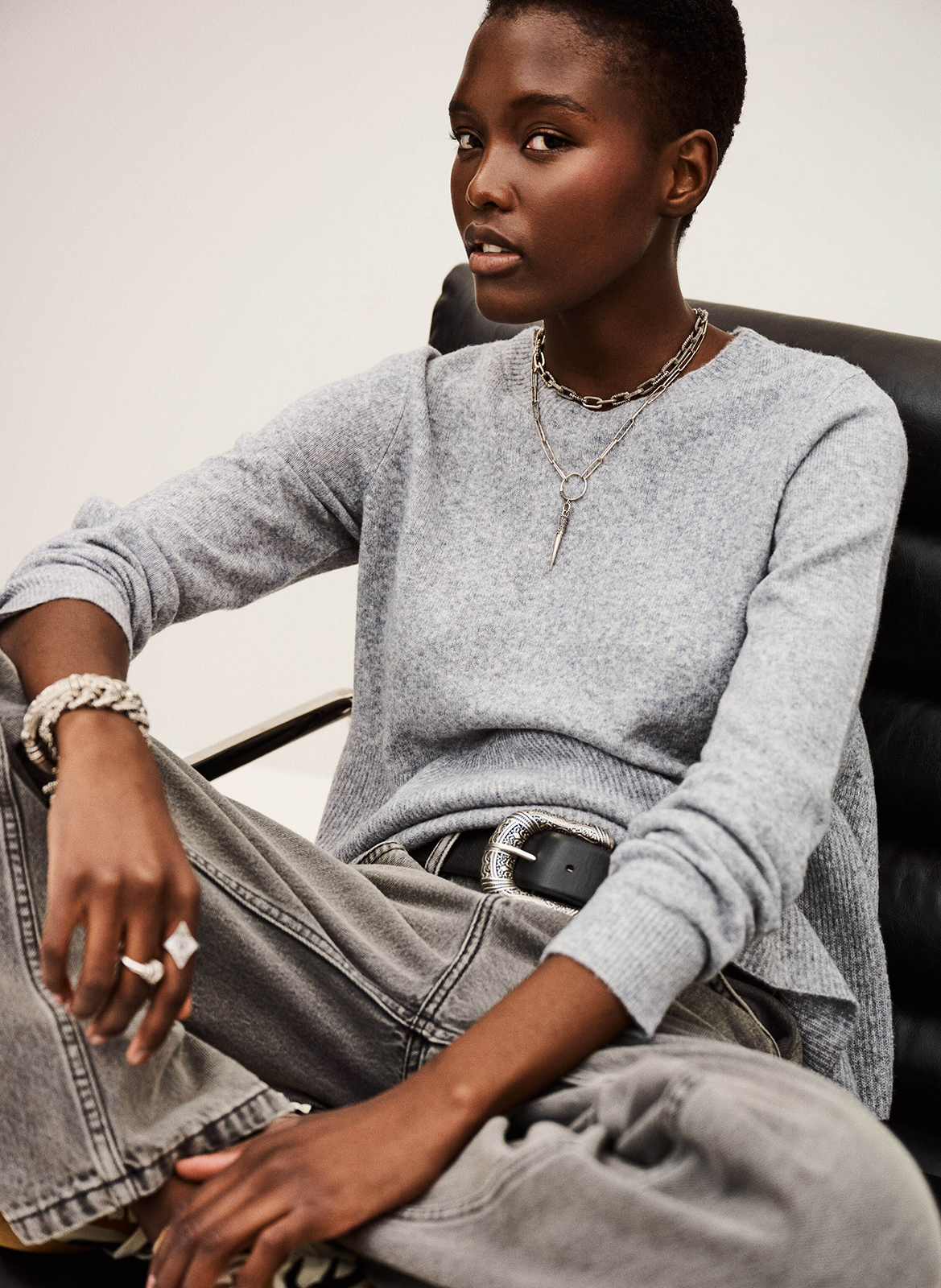 Effen trui van wolmix met lange mouwen en kant BA&SH Zwart