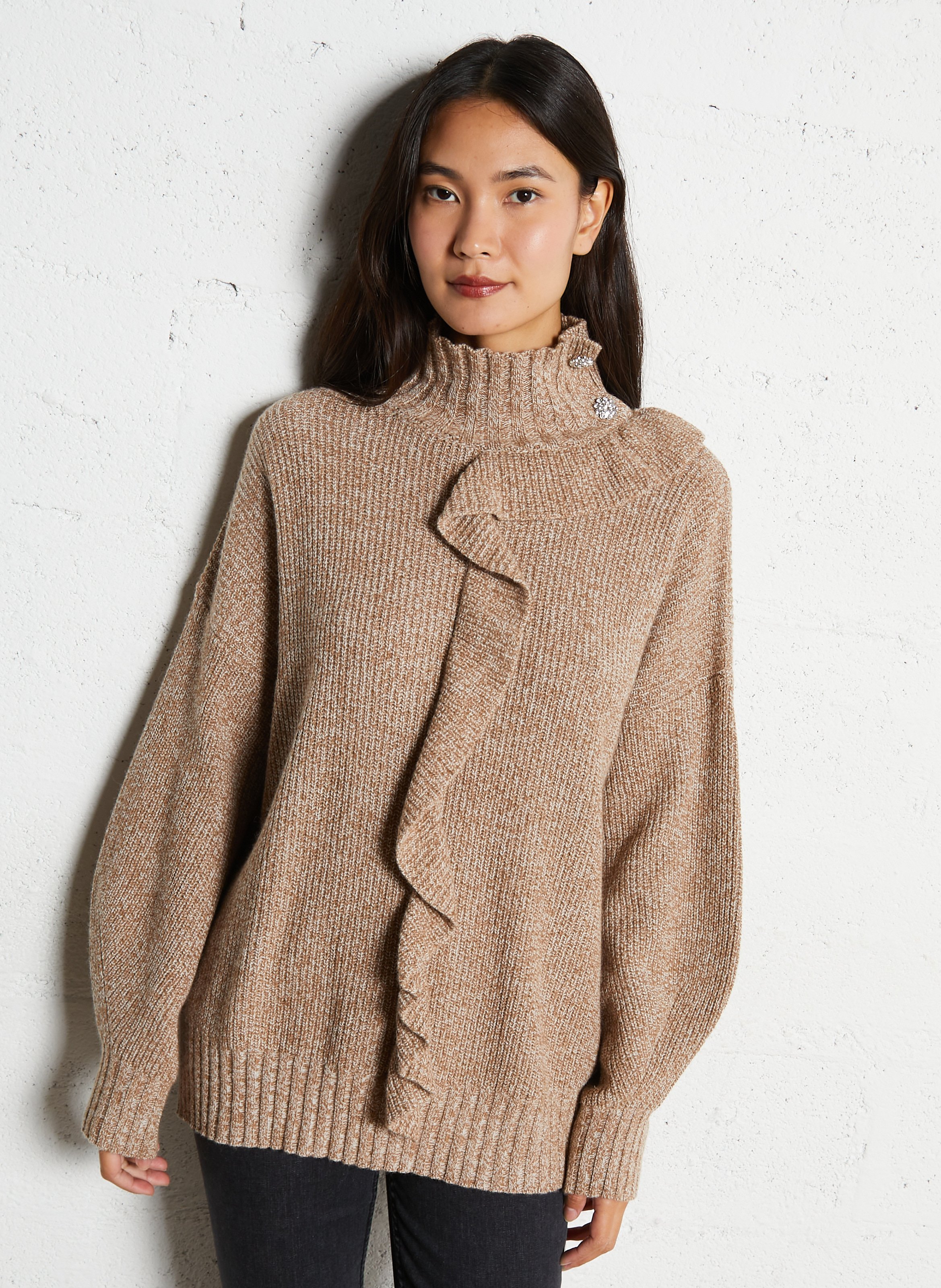 Pull ample à col montnant  LIU JO Beige