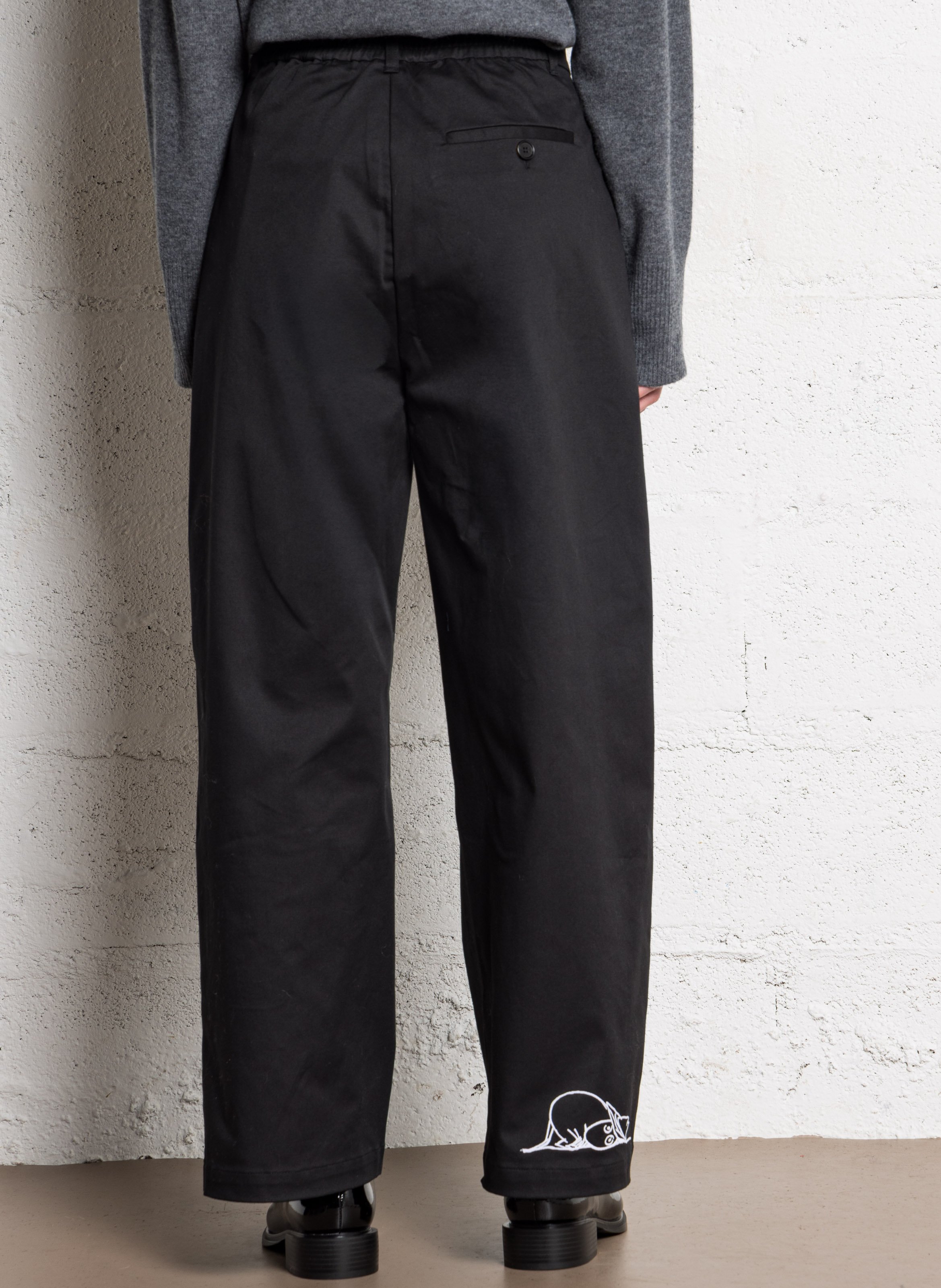 Wijde broek van gemengd katoen RUE DE TOKYO Zwart