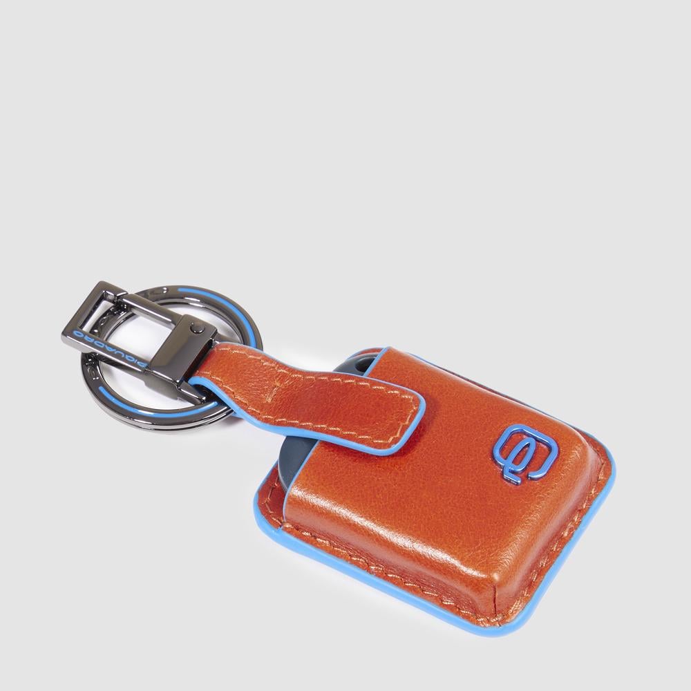 Keychain with leather carabiner and cone-shaped tip PIQUADRO Brown