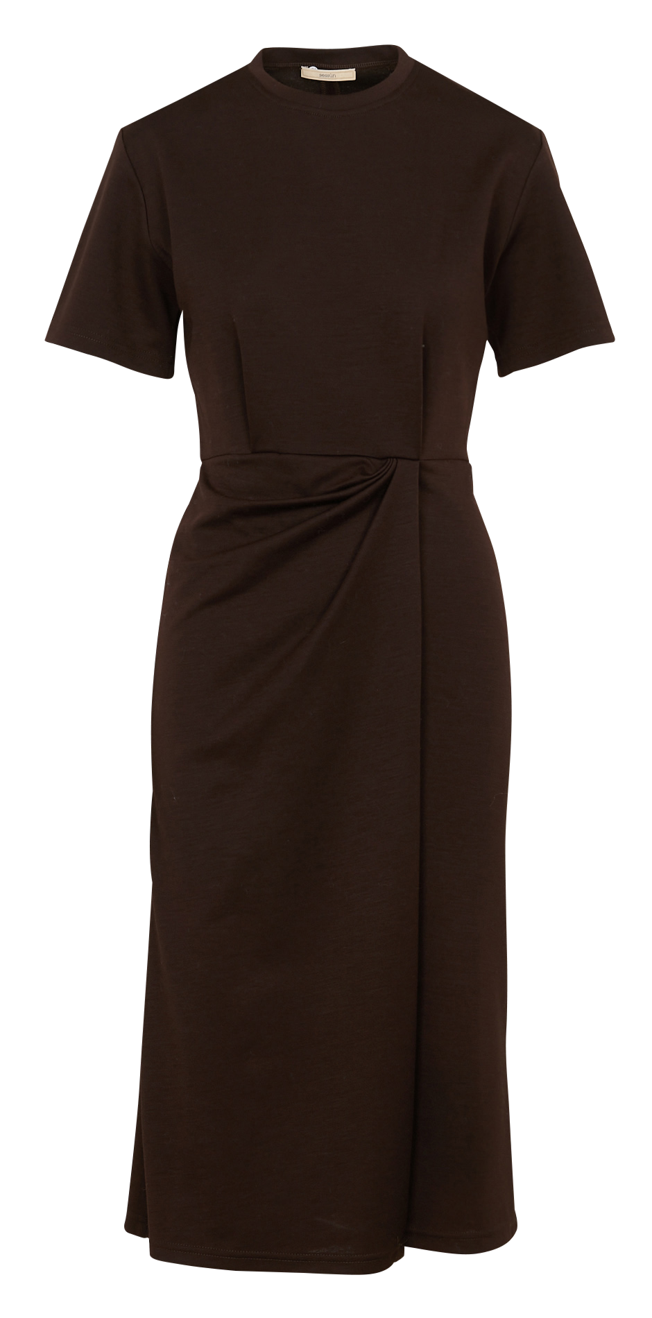 Round-neck knit midi dress SESSUN Brown