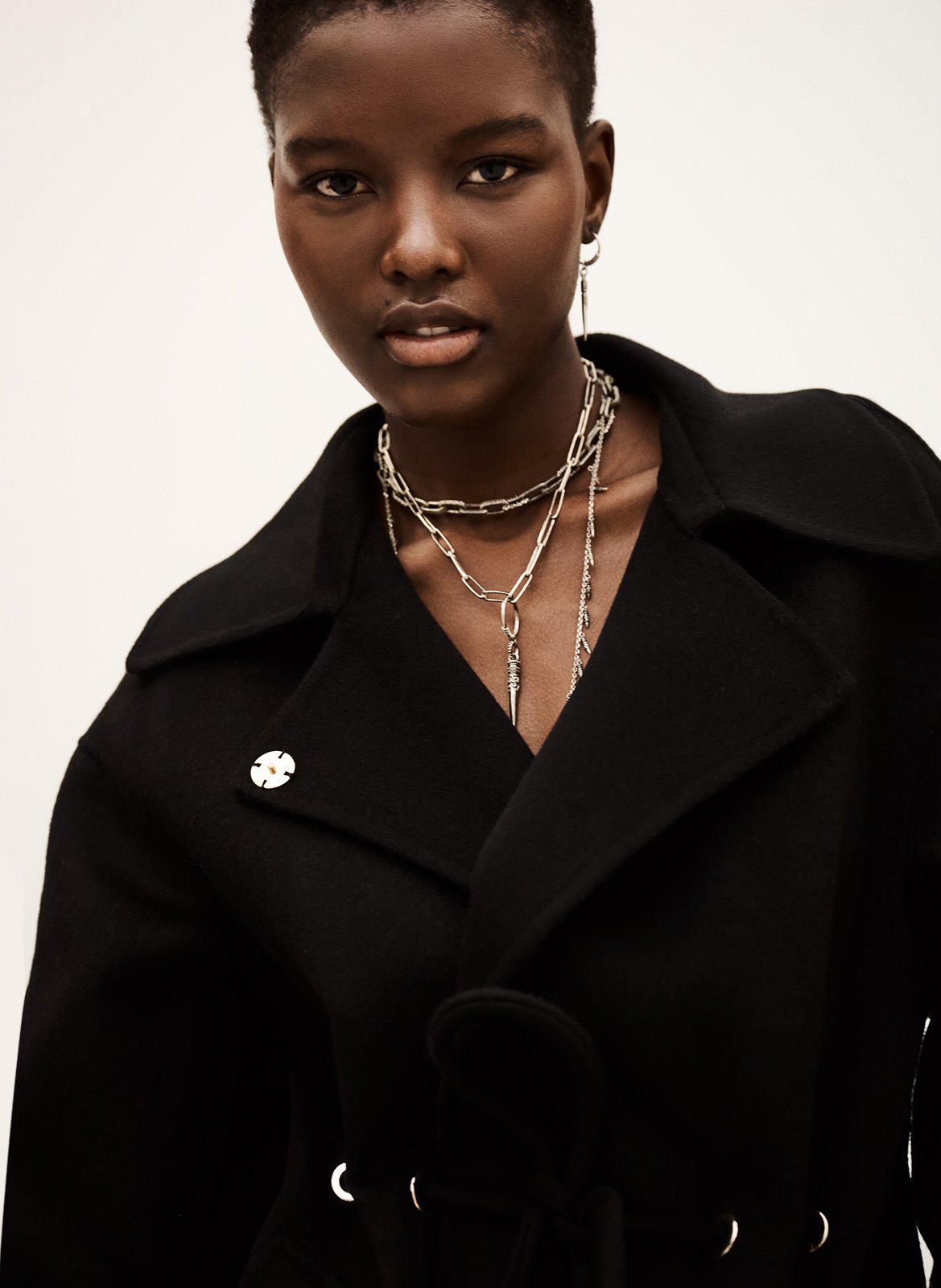 Manteau ample col classique en laine mélangée BA&SH Noir