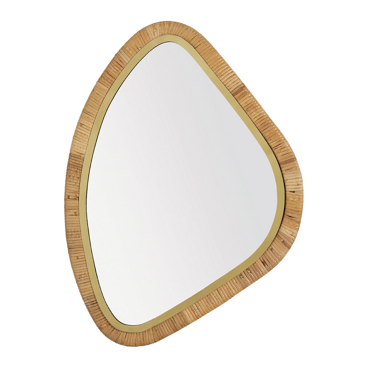 Wicker mirror BLANC D'IVOIRE Yellow