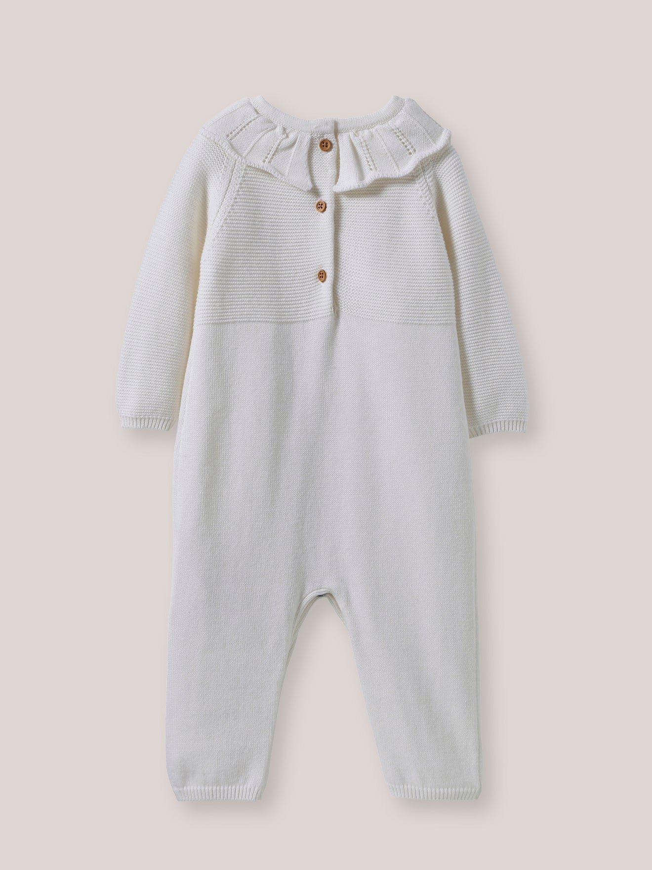 Ruffled collar jumpsuit - organic cotton CYRILLUS White