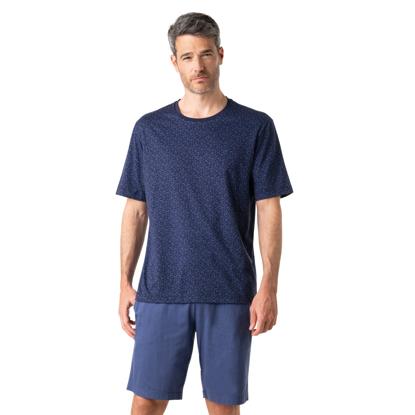 Short round neck liberty pajamas EMINENCE Blue