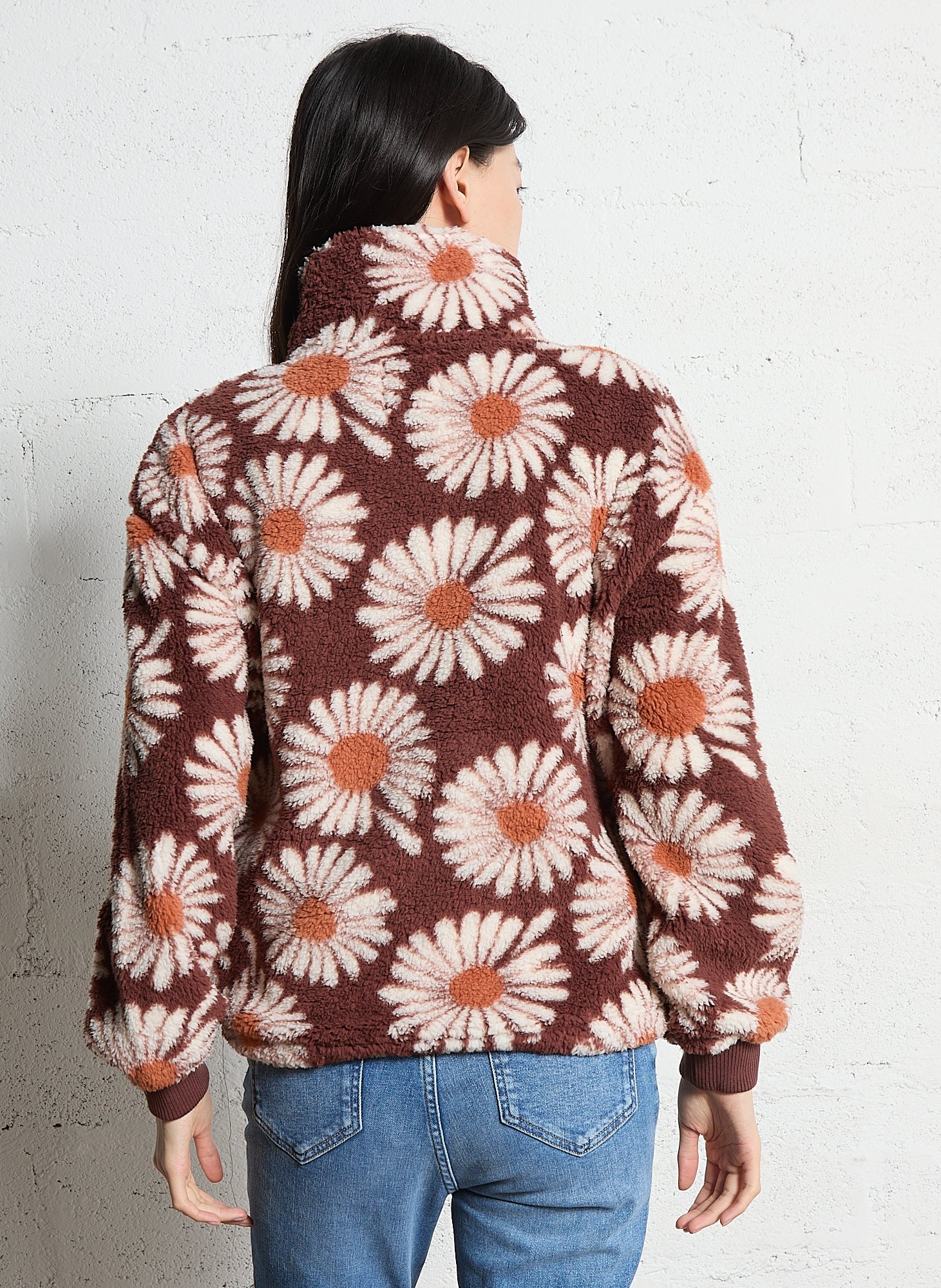 Sweat oversize col montant à imprimé BILLABONG Marron