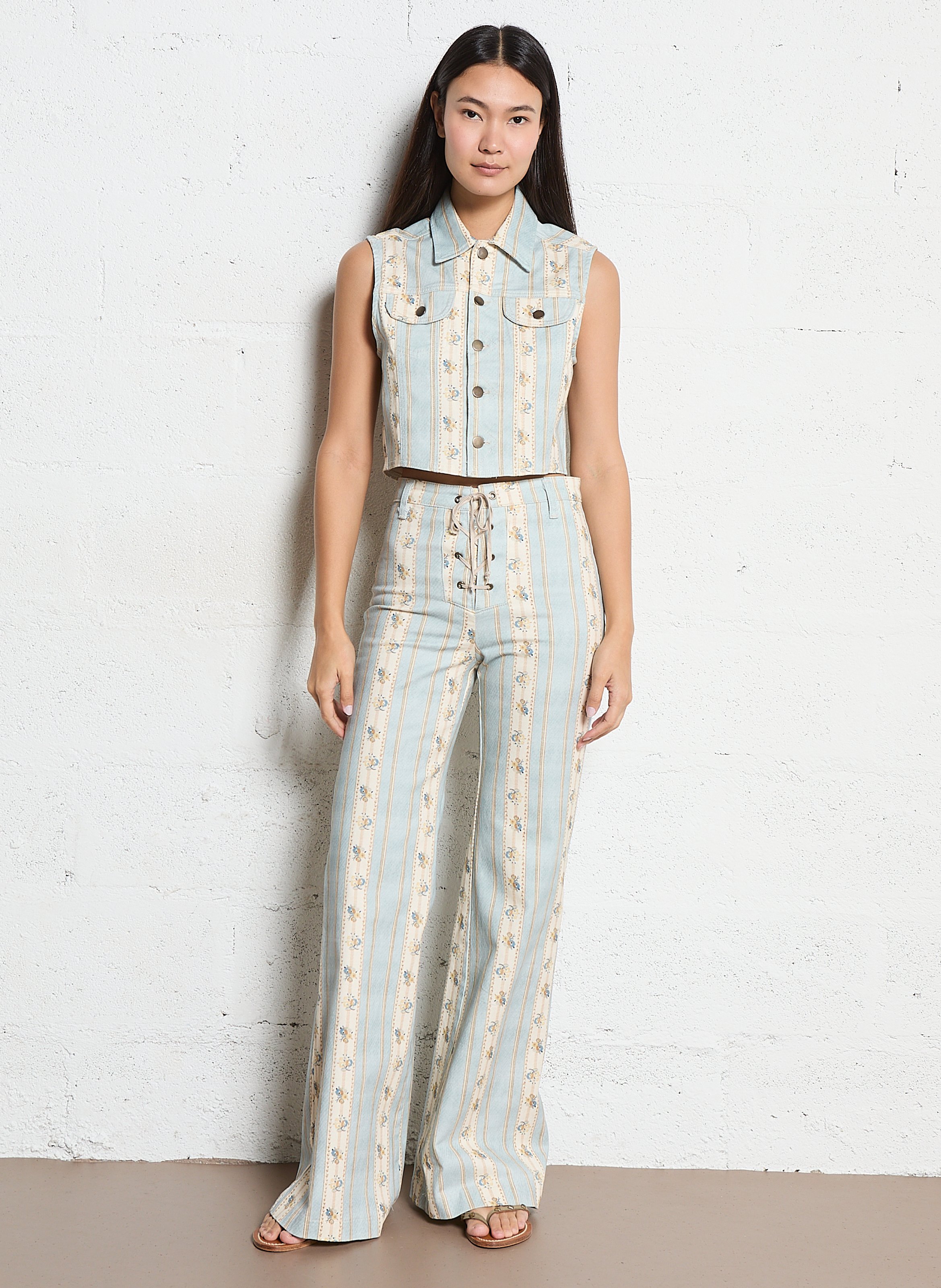 Kurzärmelige bedruckte Weste MAISON HOTEL Blau