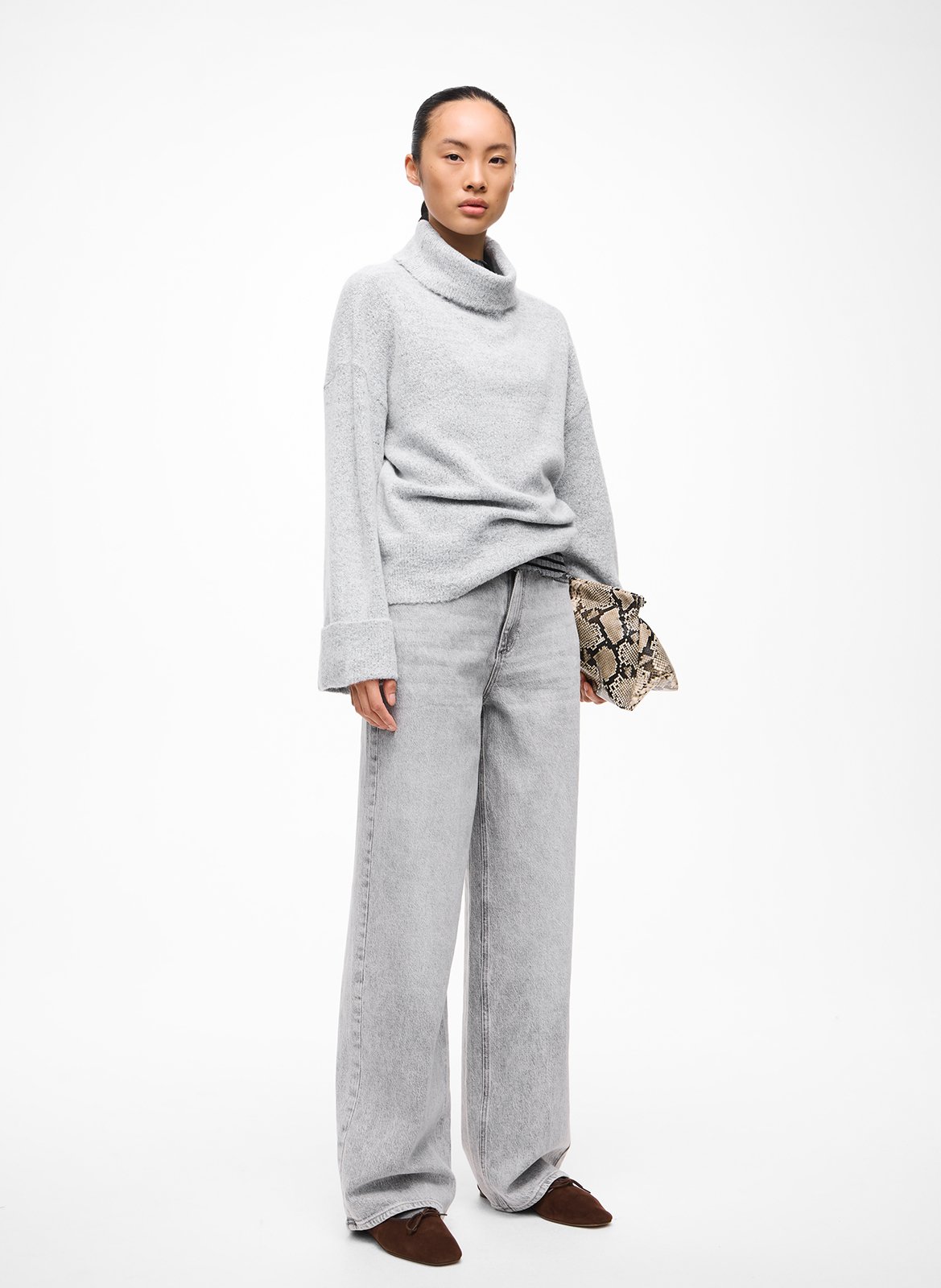 Cotton-blend straight jeans VILA Grey